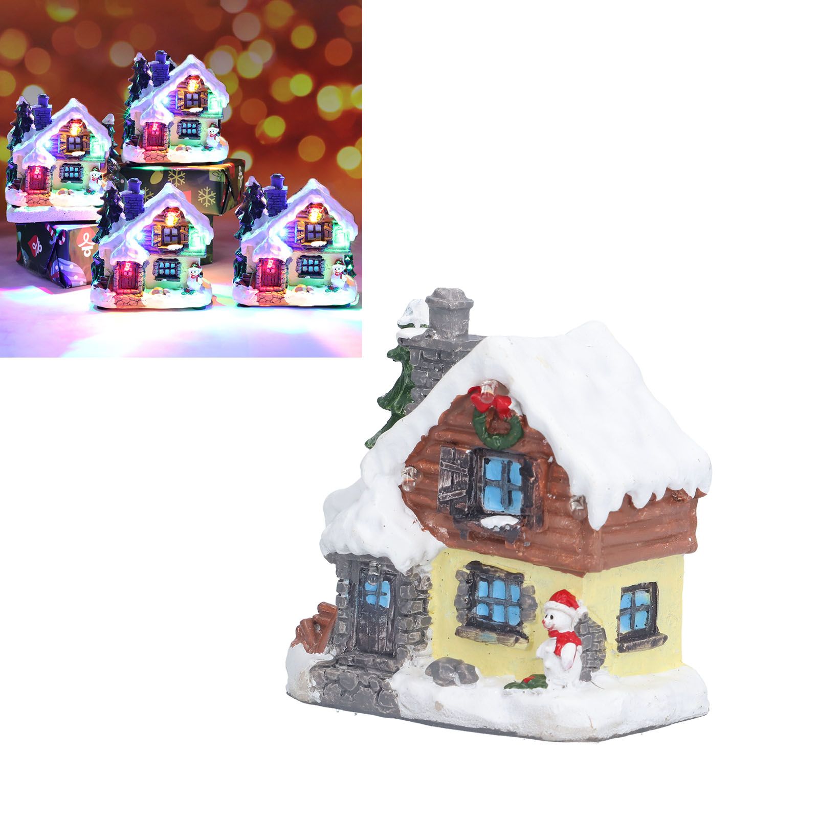 Winter Snow Christmas Houses Miniature Indoor Village Building Santa Houses view 11