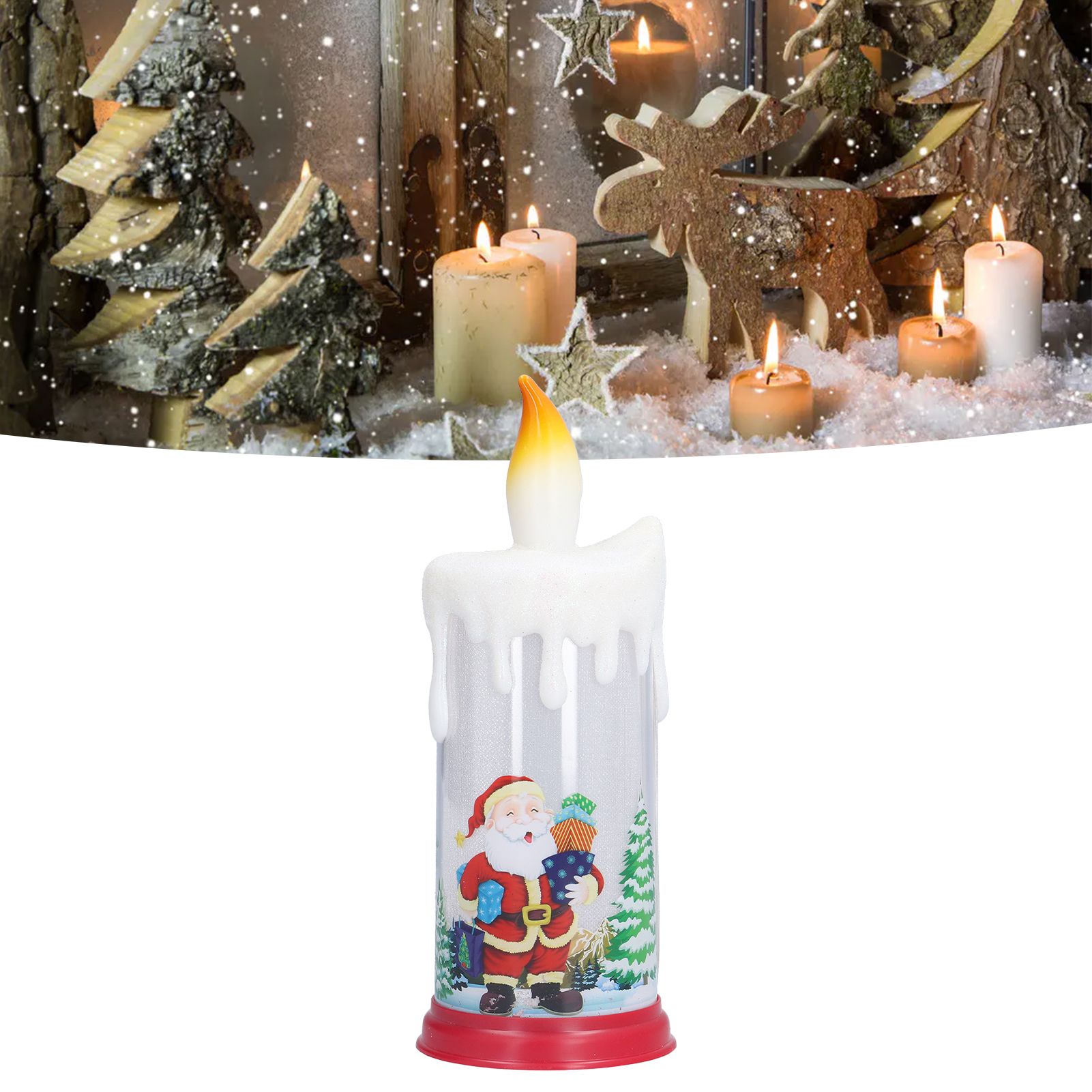 Christmas Flameless Candles LED Simulation Flame Santa Decorating Night Light view 11