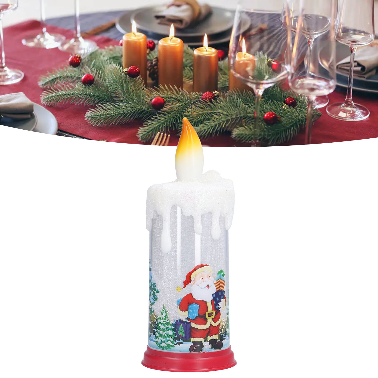 Christmas Flameless Candles LED Simulation Flame Santa Decorating Night Light view 12