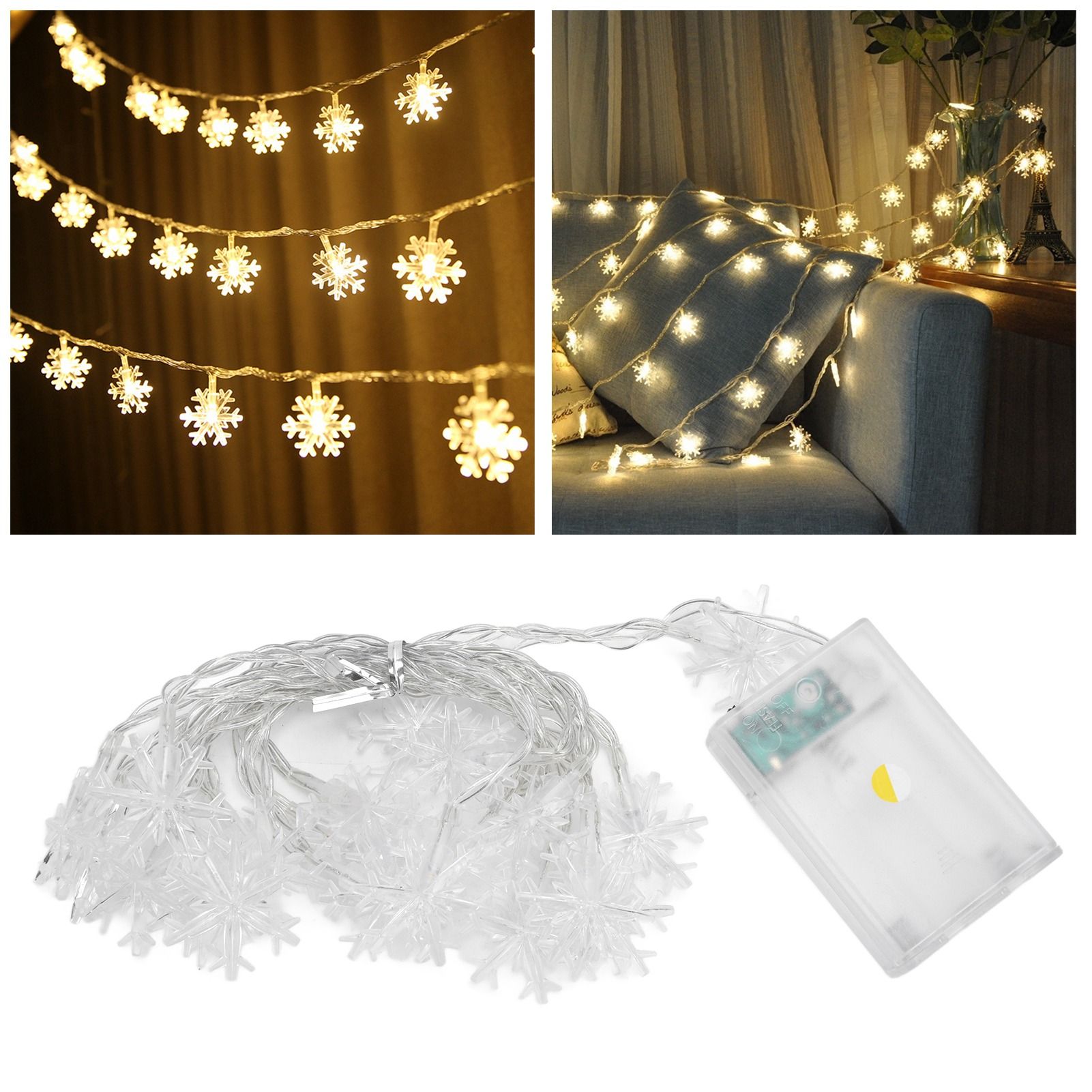 LED Snowflake Light String 20LED Battery Operated LED String Lights for view 11