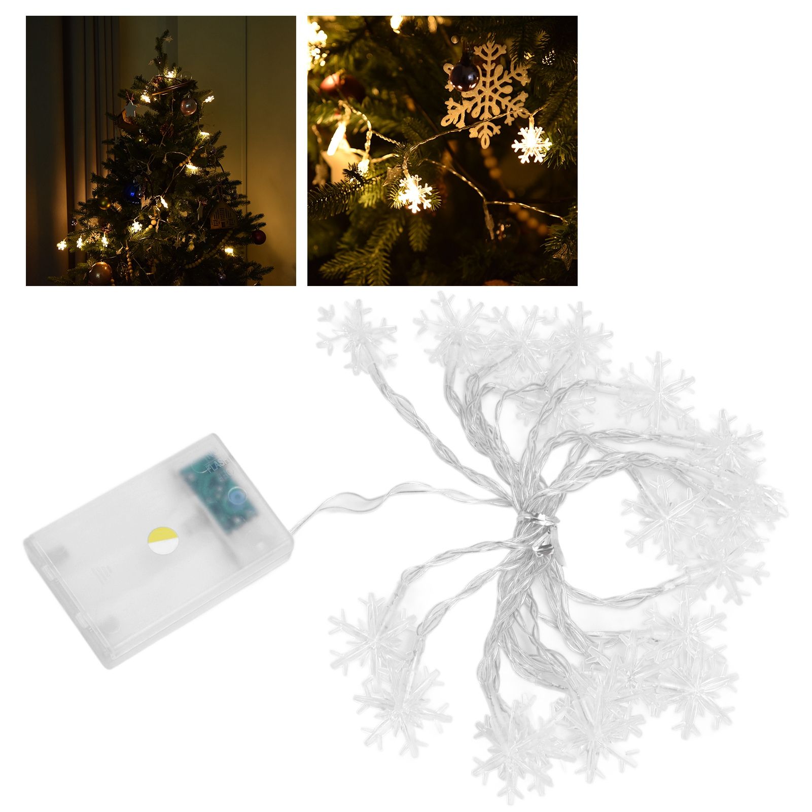 LED Snowflake Light String 20LED Battery Operated LED String Lights for view 12