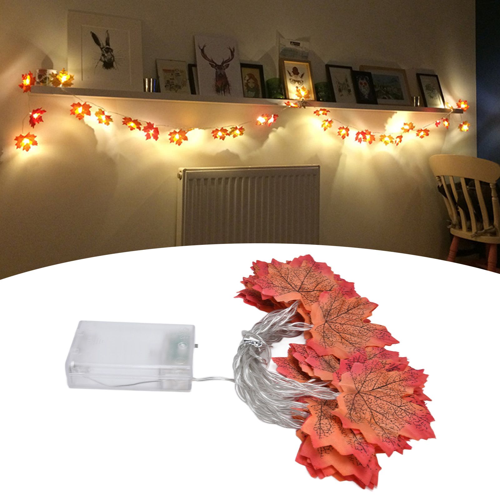 Maple Leaves String Lights LED Fall Lighted Garland Thanksgiving Decorations view 11