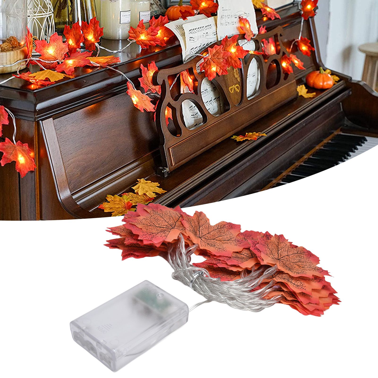 Maple Leaves String Lights LED Fall Lighted Garland Thanksgiving Decorations view 12