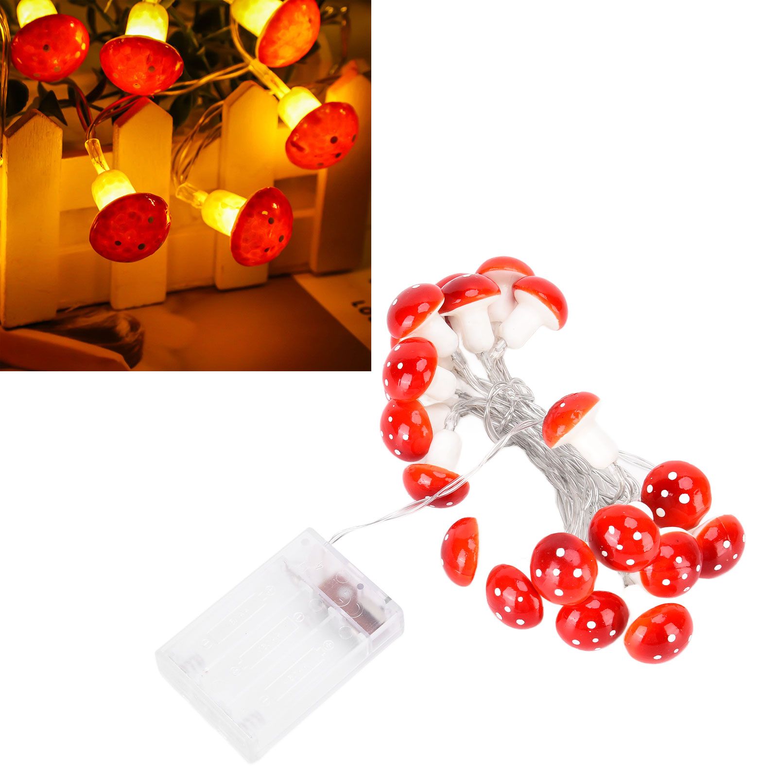 LED Light String 7.2ft 20 Red Muschroom Dedor LED String Light for Christmas view 11