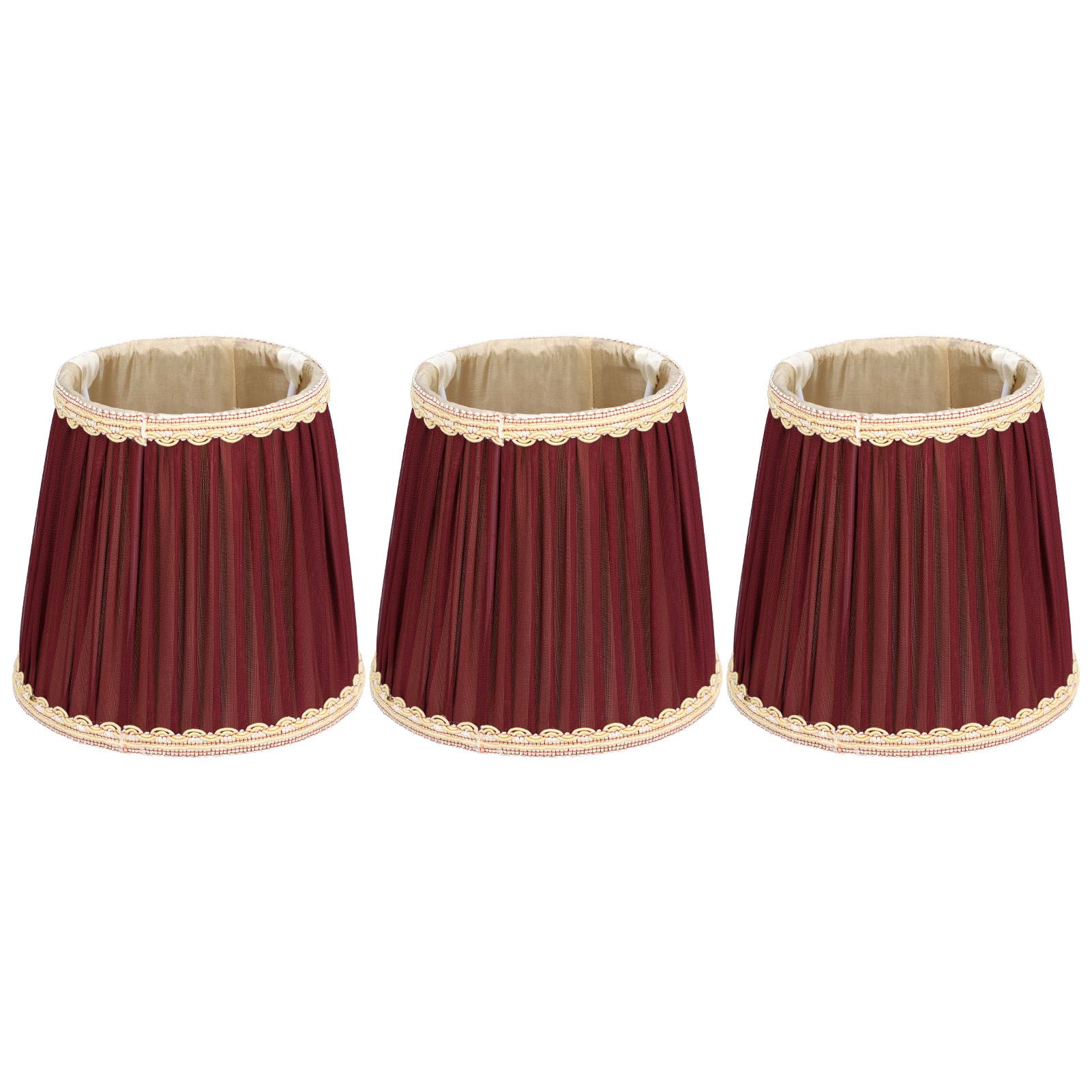 3pcs E14 Fabric Lamp Shade Wine Red Modern Clip On Lampshade for Home Wall