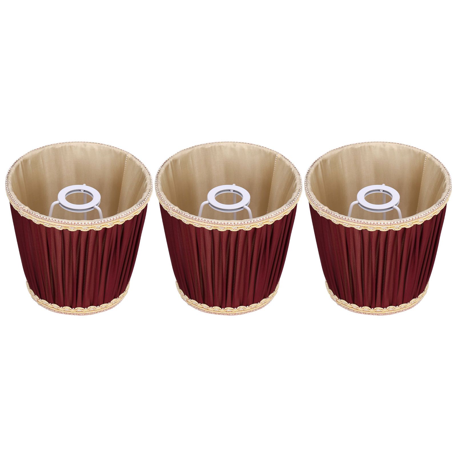3pcs E14 Fabric Lamp Shade Wine Red Modern Clip On Lampshade for Home Wall view 4