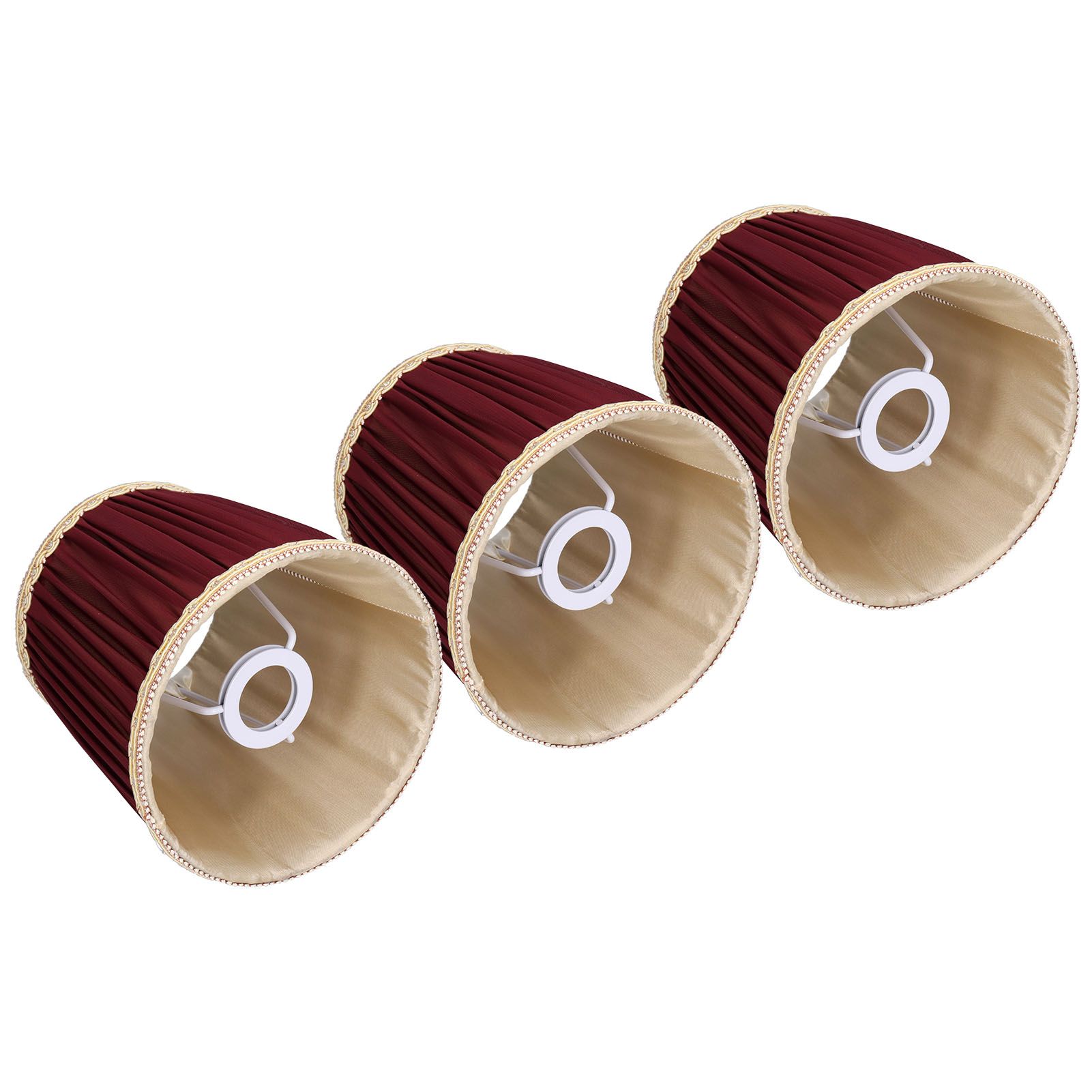 3pcs E14 Fabric Lamp Shade Wine Red Modern Clip On Lampshade for Home Wall view 7