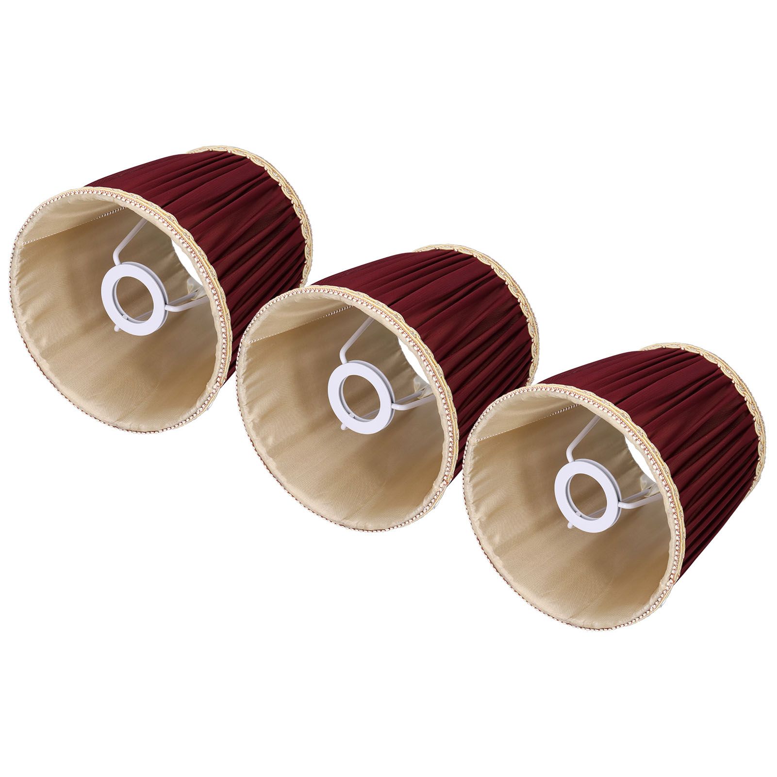 3pcs E14 Fabric Lamp Shade Wine Red Modern Clip On Lampshade for Home Wall view 8