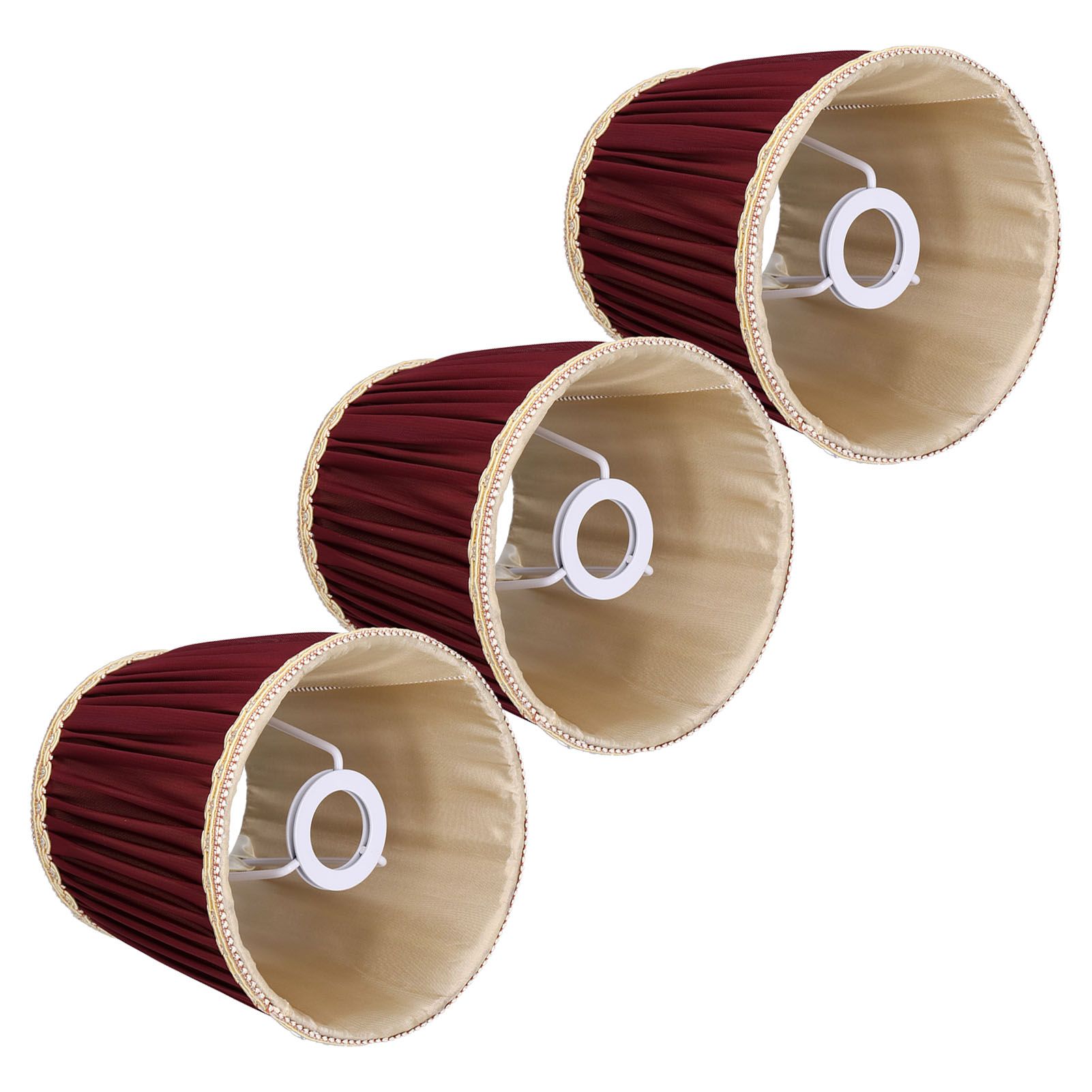 3pcs E14 Fabric Lamp Shade Wine Red Modern Clip On Lampshade for Home Wall view 9