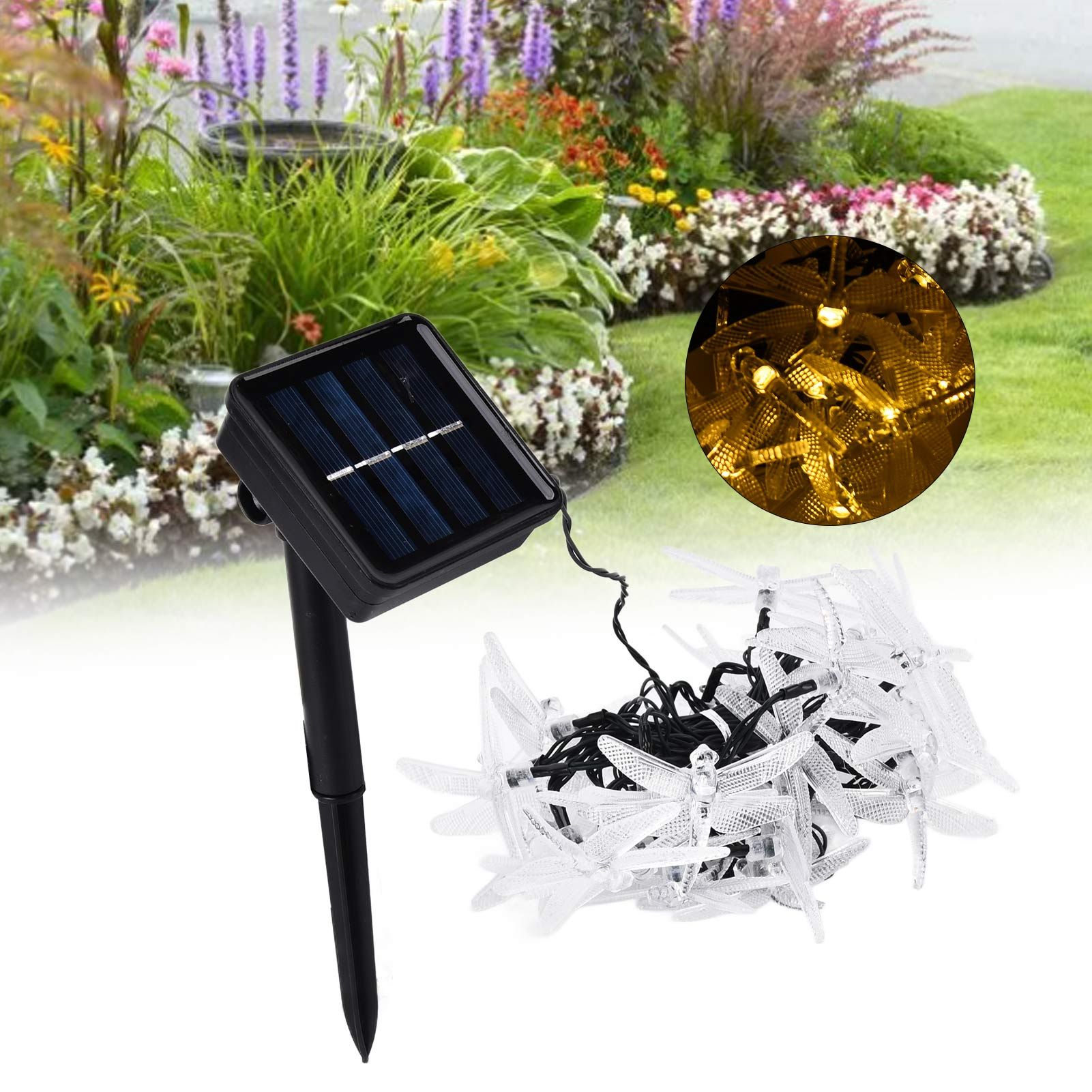Dragonfly Solar String Lights 30LEDs Solar Powered Fairy Lights Waterproof view 12