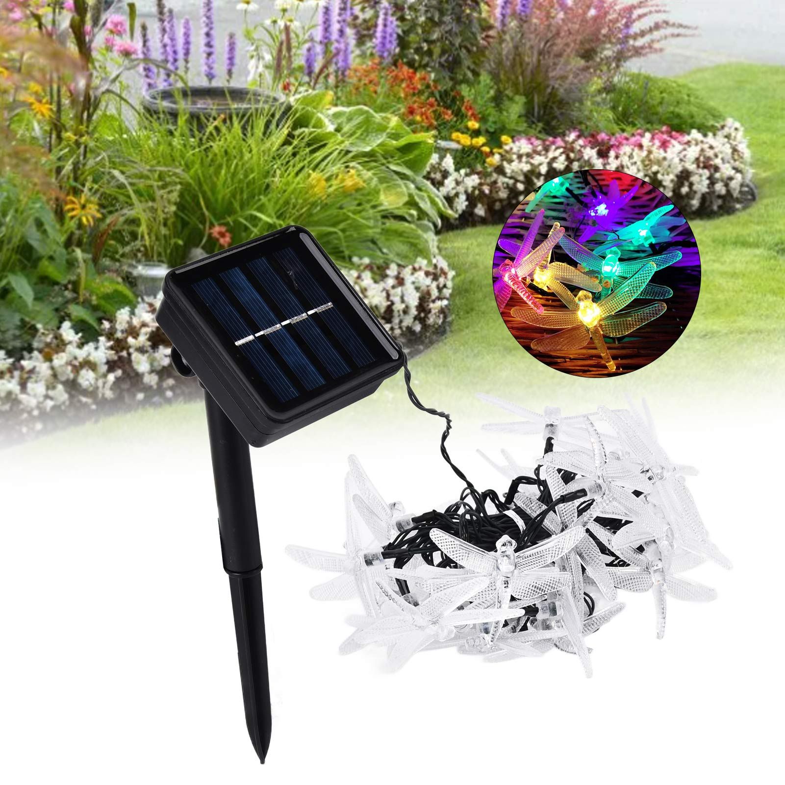 Dragonfly Solar String Lights 30LEDs Solar Powered Fairy Lights Waterproof view 12