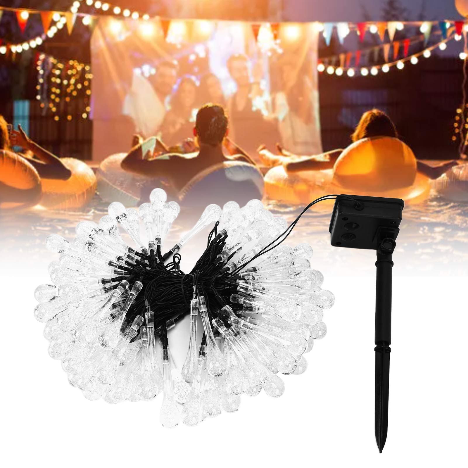 100LEDs String Lights Solar Powered Fairy Lamp 12m/39.3ft Waterproof Drop view 11