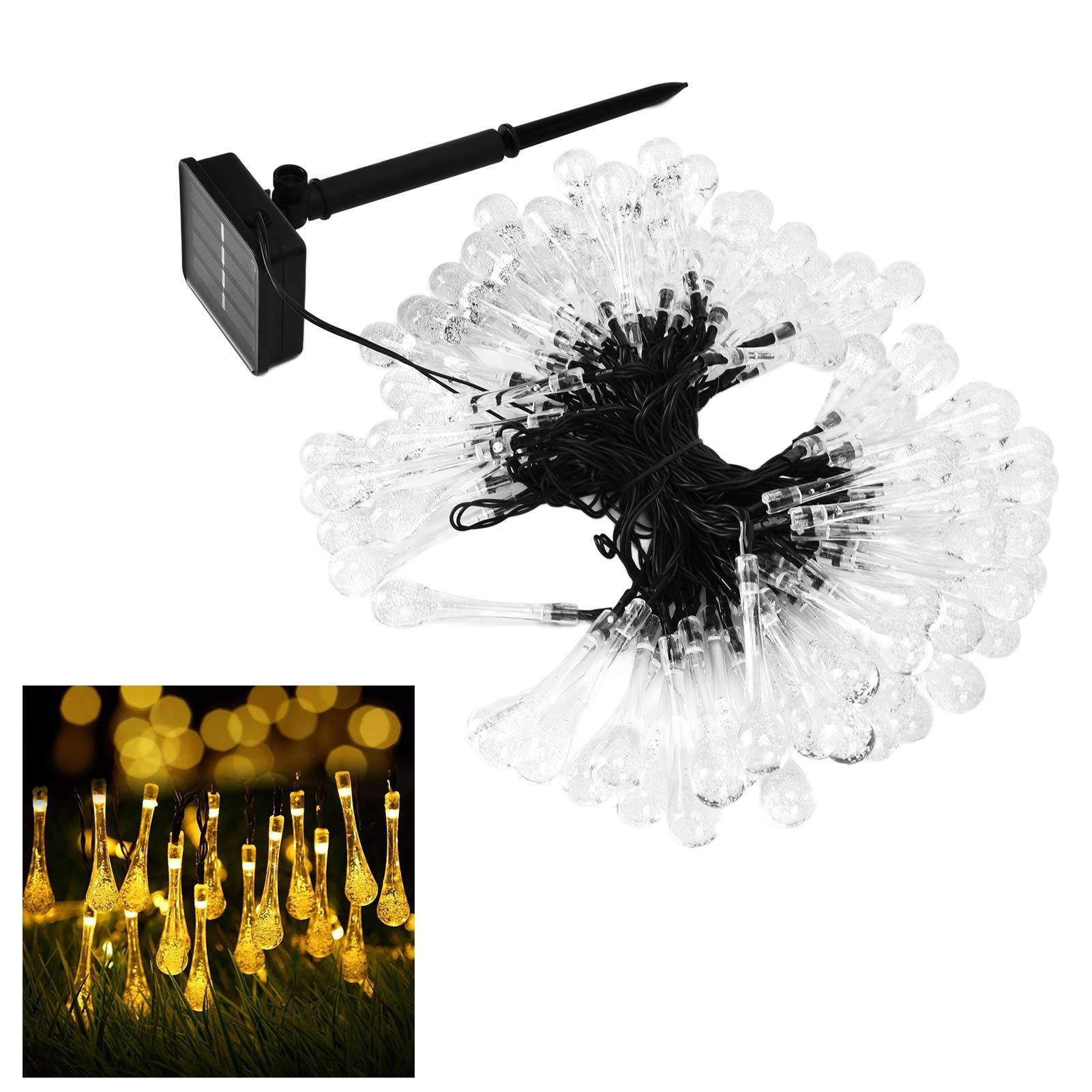 100LEDs String Lights Solar Powered Fairy Lamp 12m/39.3ft Waterproof Drop view 12