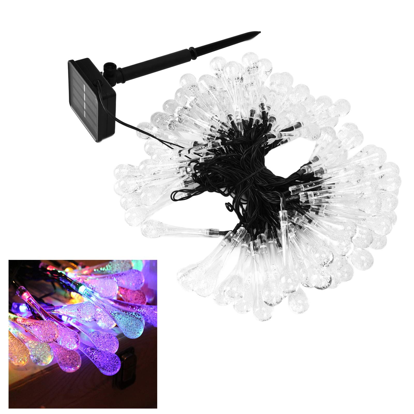 100LEDs String Lights Solar Powered Fairy Lamp 12m/39.3ft Waterproof Drop view 12