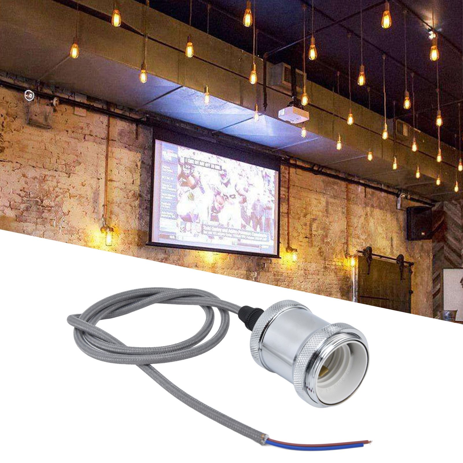 E27 Lamp Holder with Cord Vintage Pendant Light Lampholder for Bedroom 100‑240V view 11
