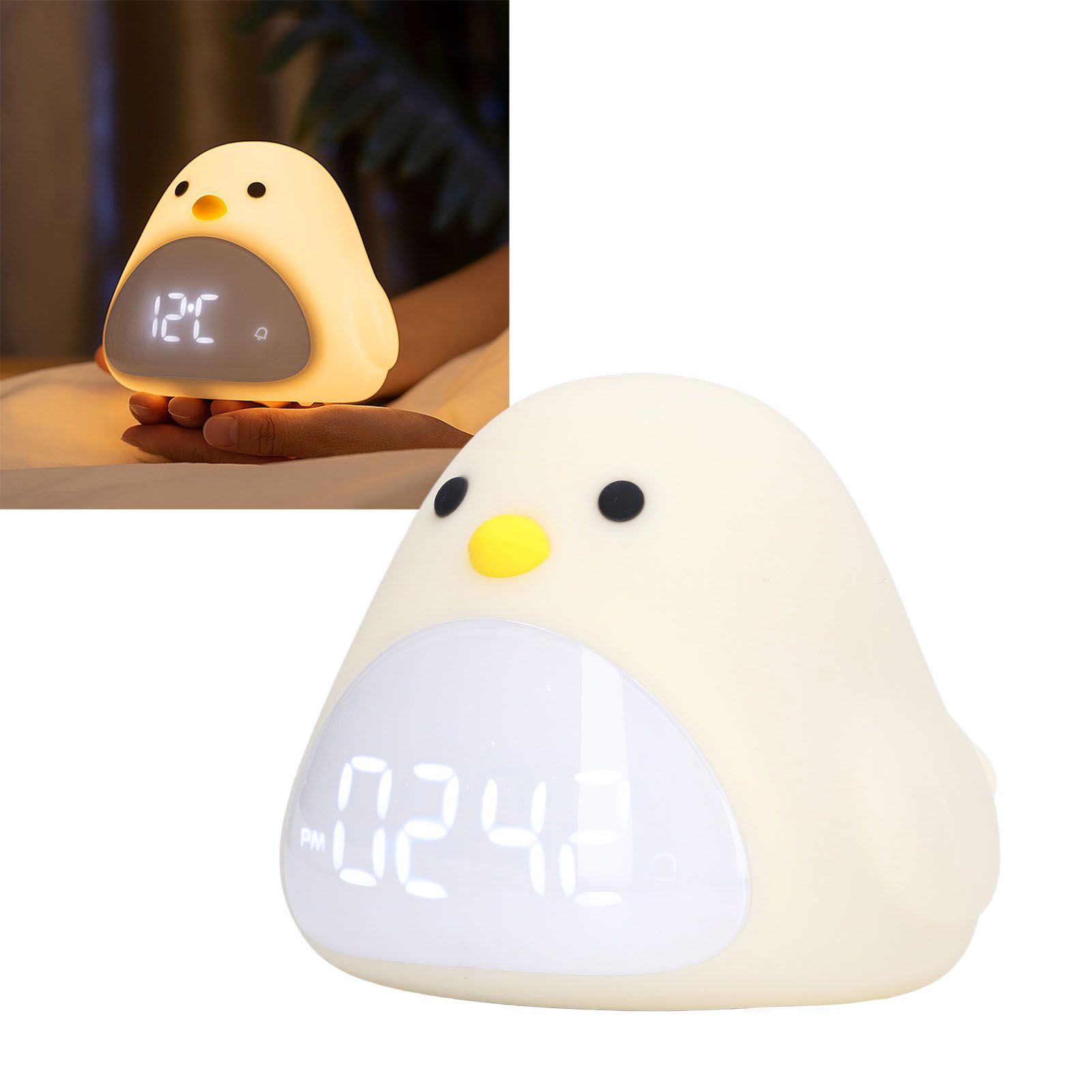 Cute Bird Alarm Clock Light LED Night Lamp USB Charging Cartoon Clock Night view 11