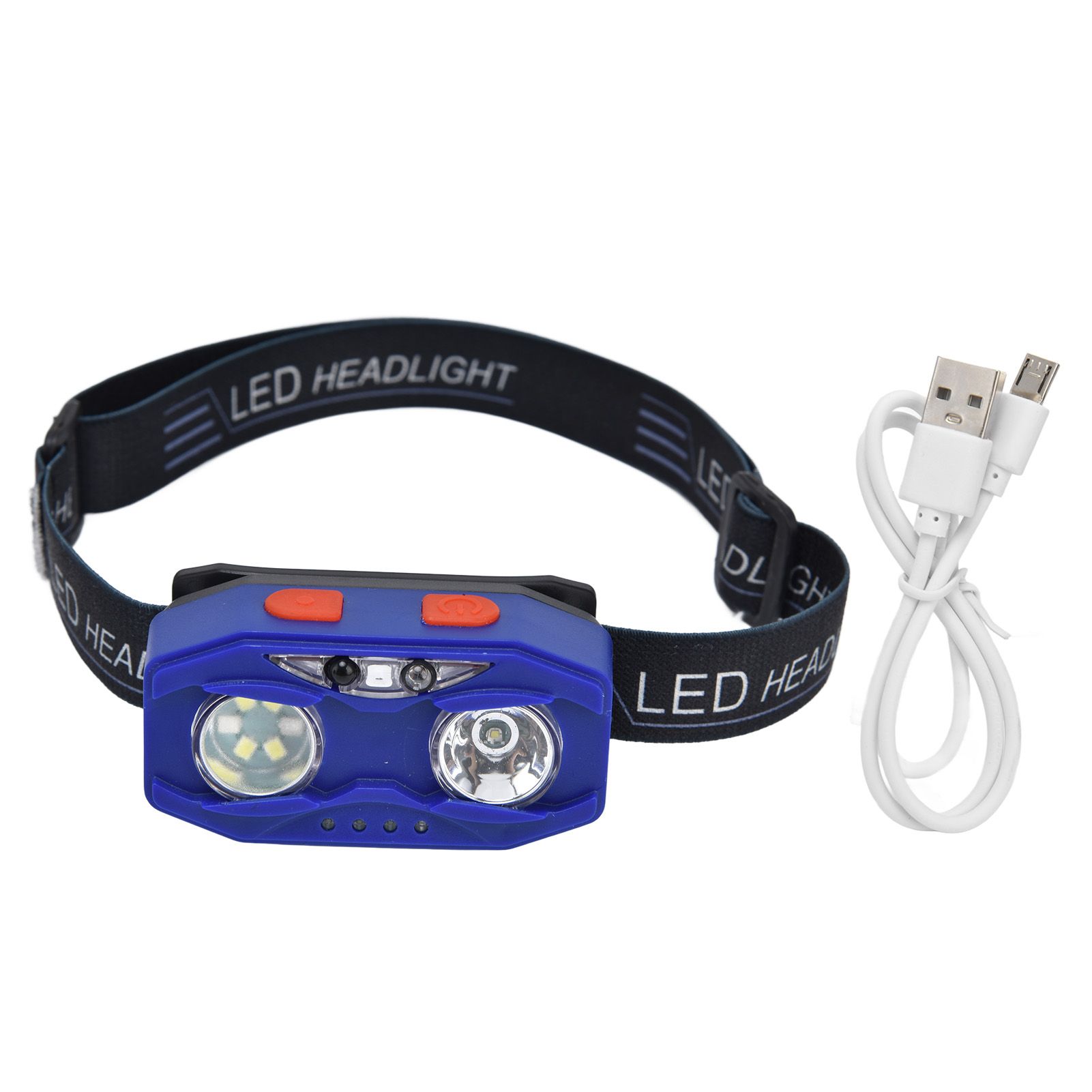 LED Headlamp Smart Switch Waving Induction USB Charging Waterproof Dual Light