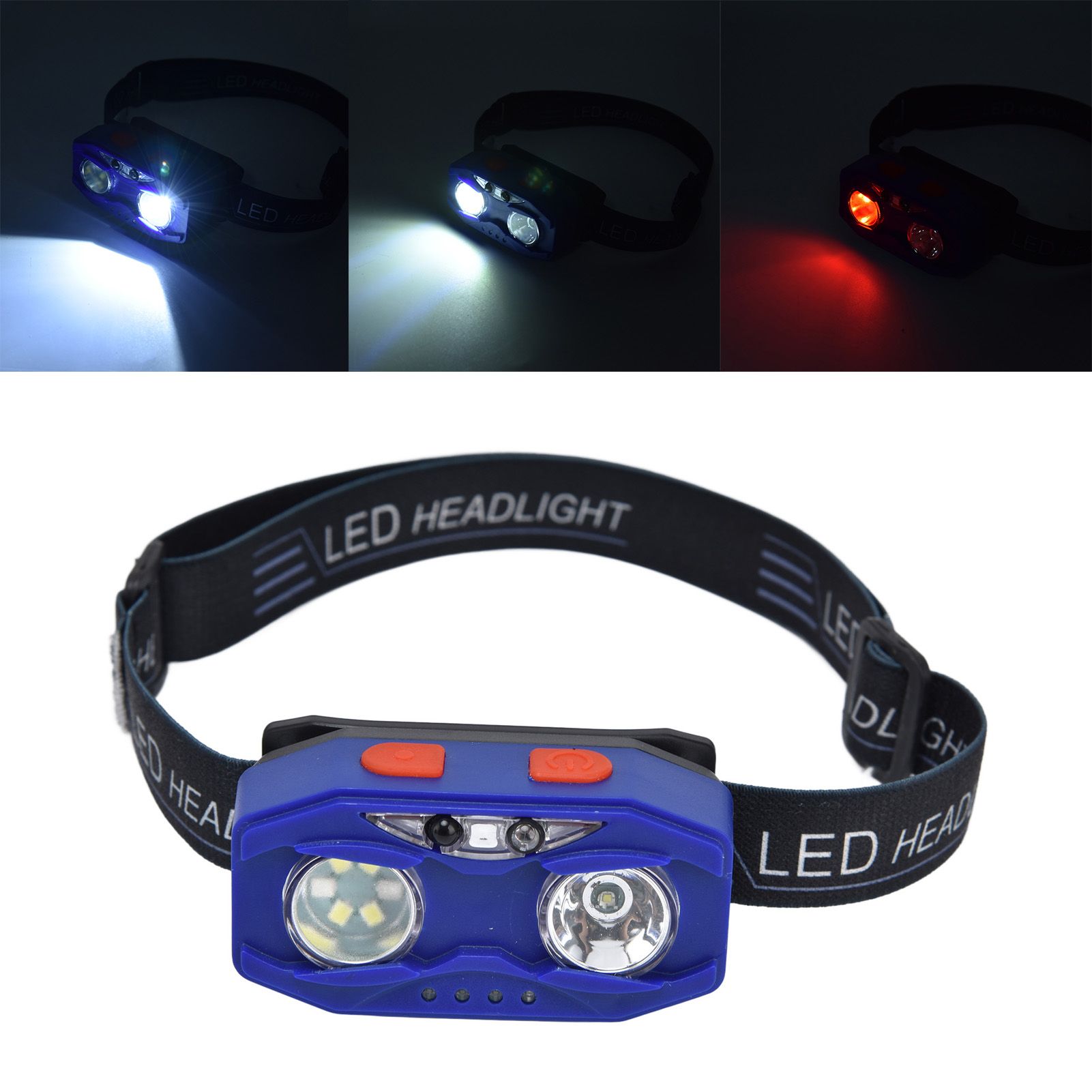 LED Headlamp Smart Switch Waving Induction USB Charging Waterproof Dual Light view 11