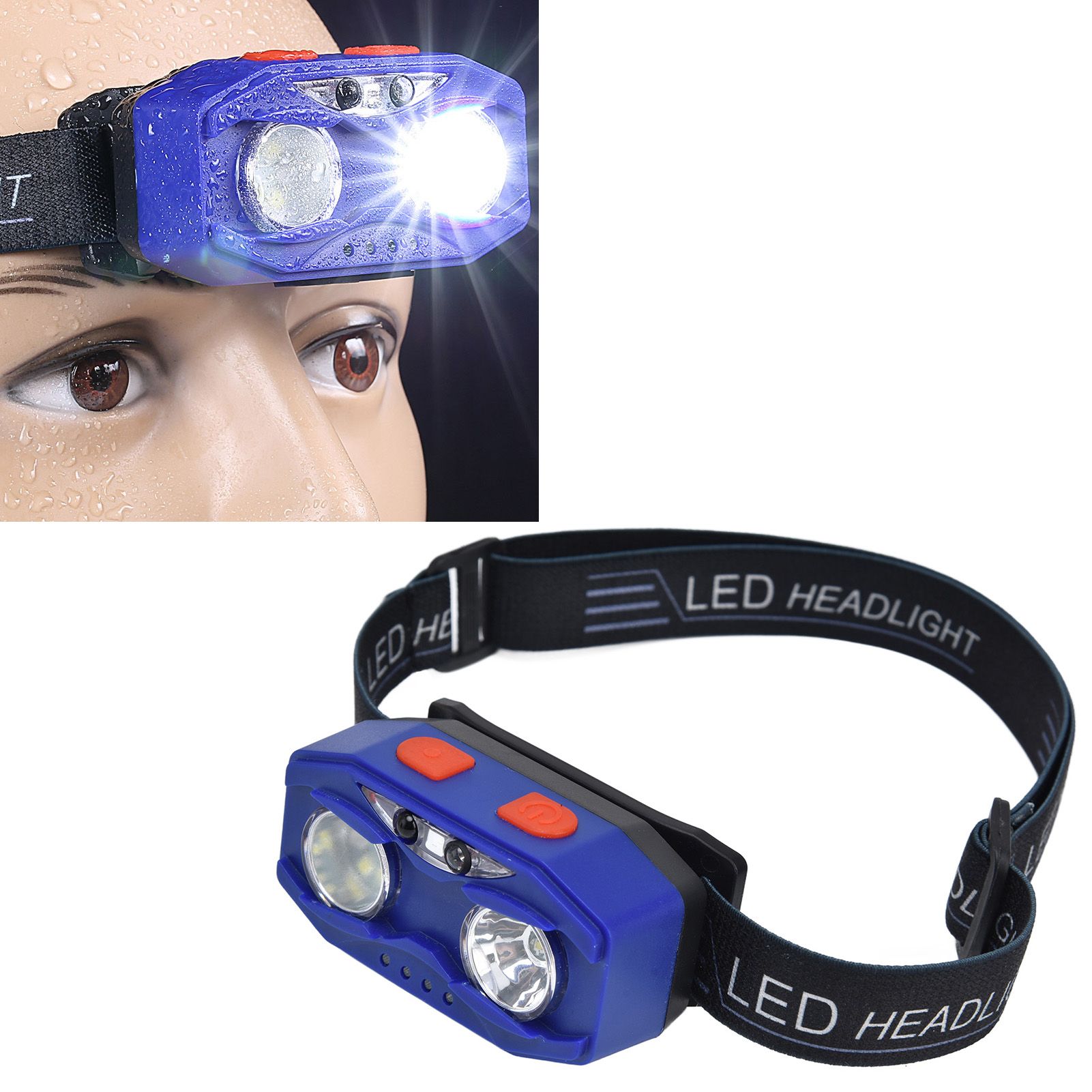 LED Headlamp Smart Switch Waving Induction USB Charging Waterproof Dual Light view 12