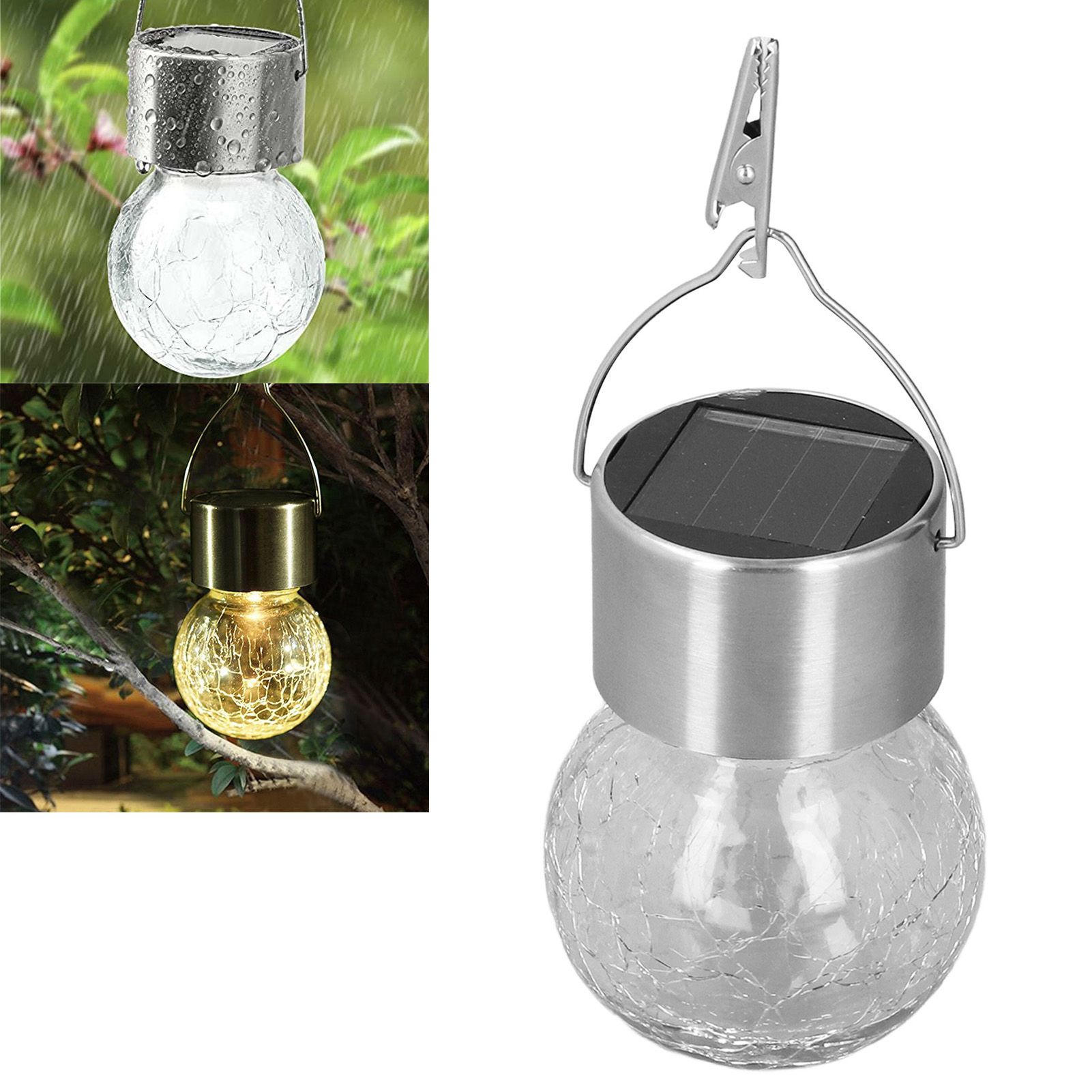 Hanging Solar Lights Glass Ball Shape Crack Pattern Energy Saving Solar view 11