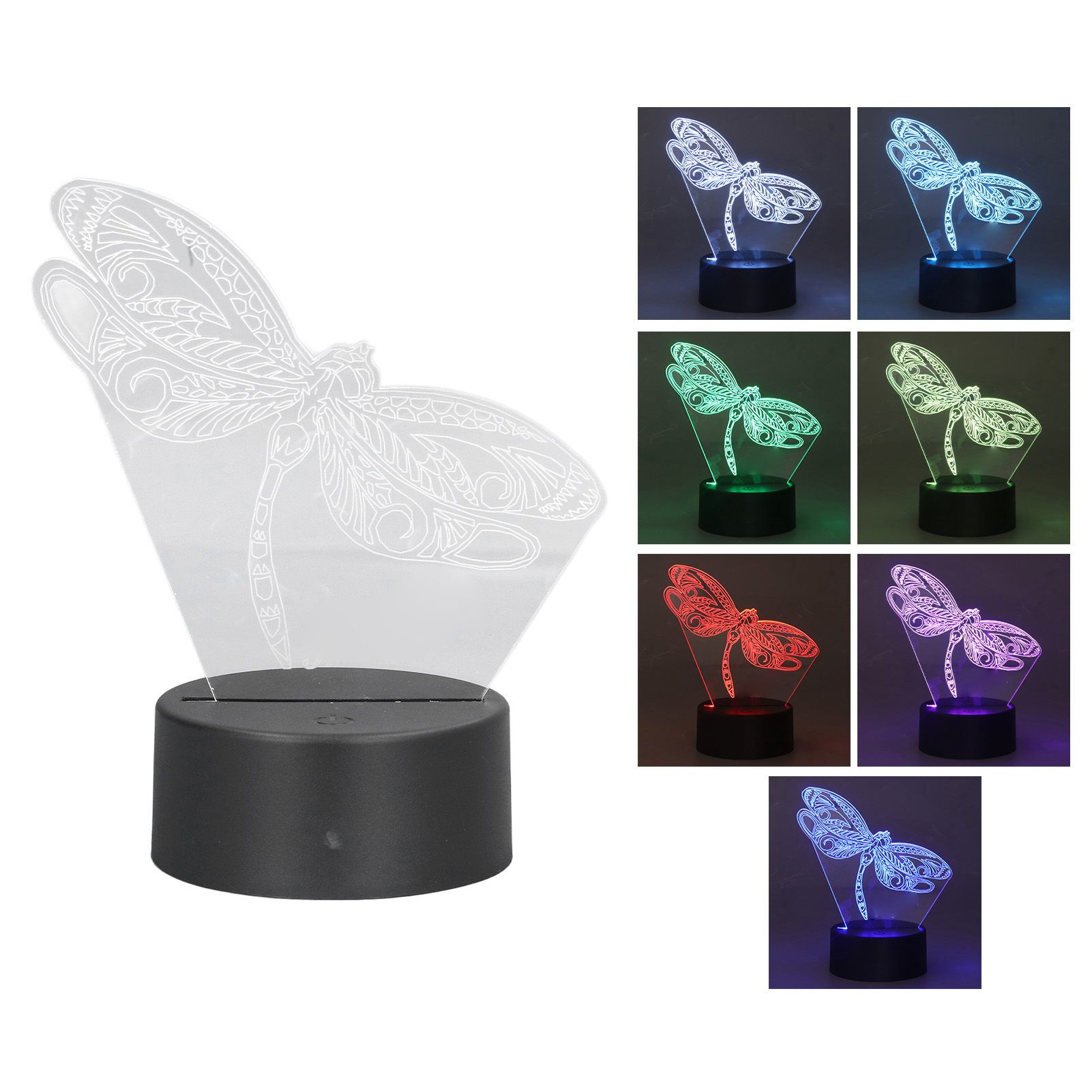 Dragonfly Pattern 3D Light 7 Color Changing LED Night Light USB Battery view 9