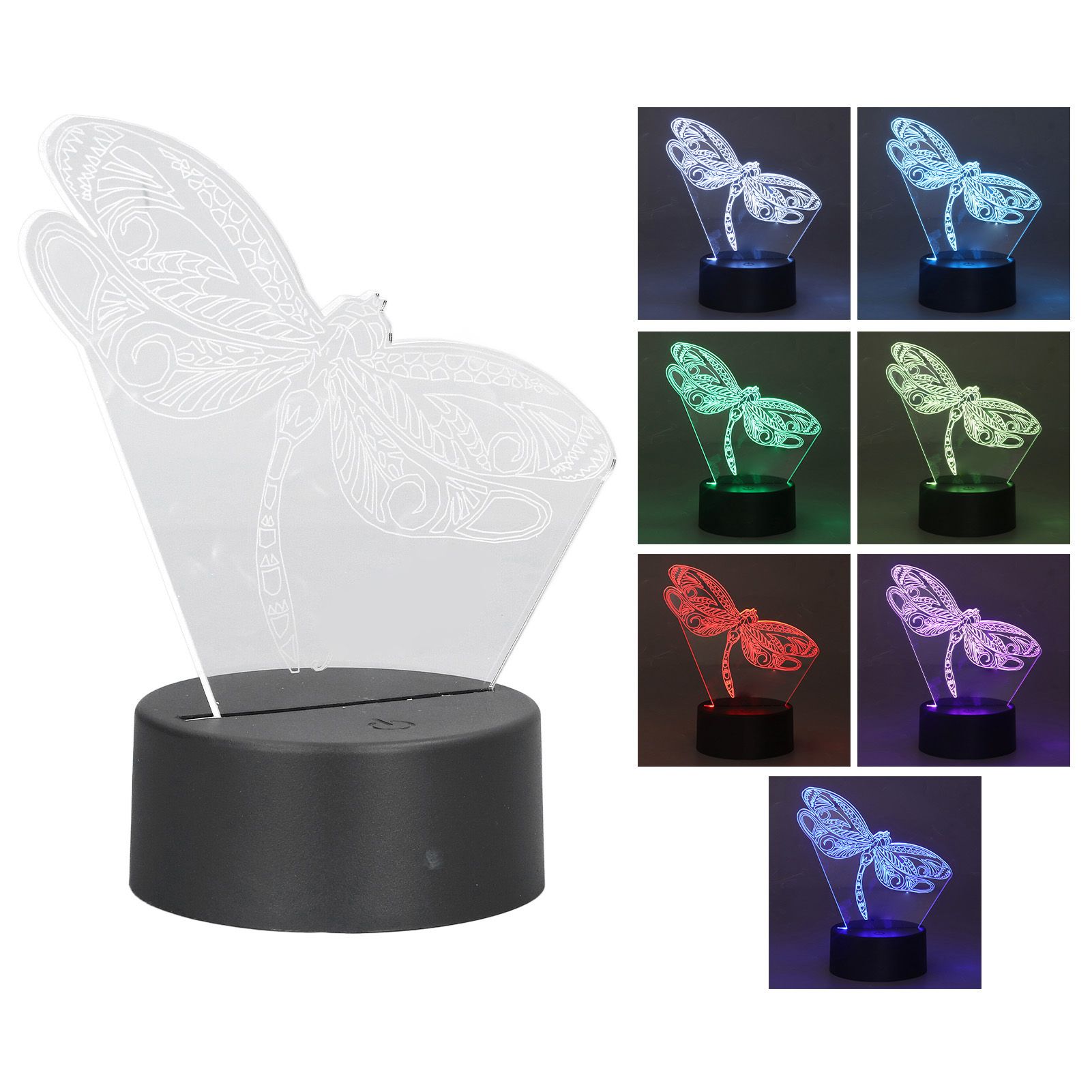 Dragonfly Pattern 3D Light 7 Color Changing LED Night Light USB Battery view 10