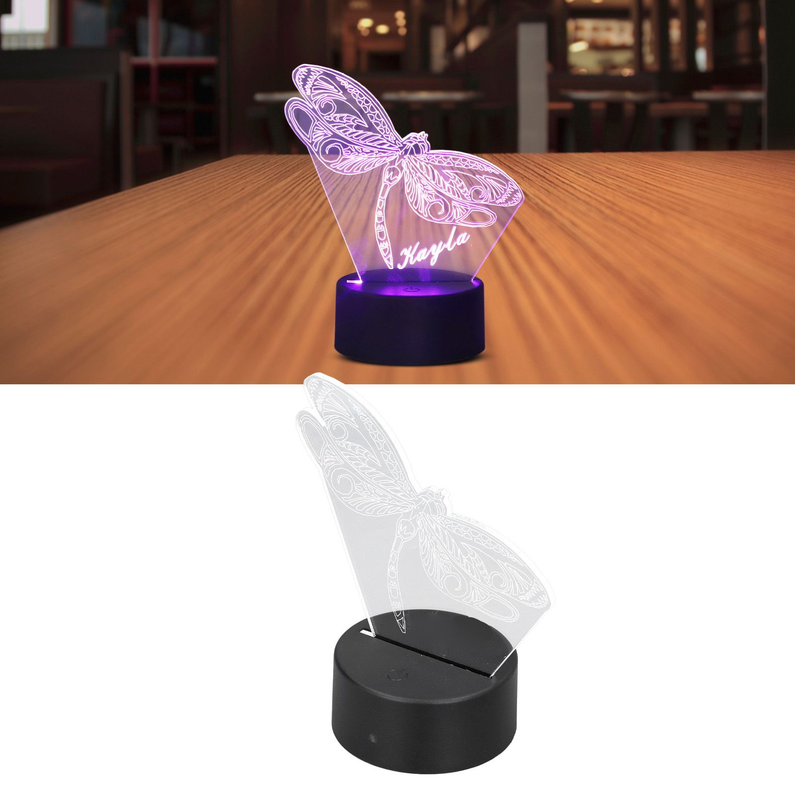 Dragonfly Pattern 3D Light 7 Color Changing LED Night Light USB Battery view 11