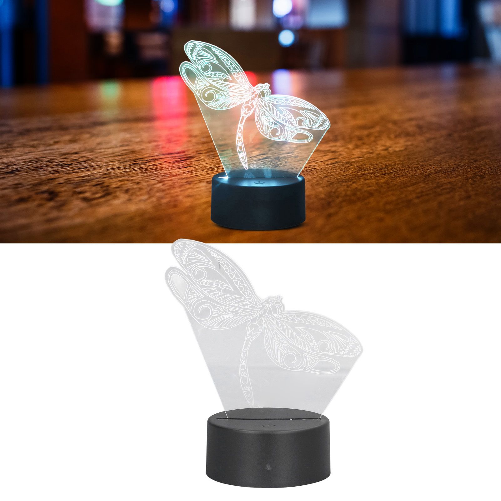 Dragonfly Pattern 3D Light 7 Color Changing LED Night Light USB Battery view 12