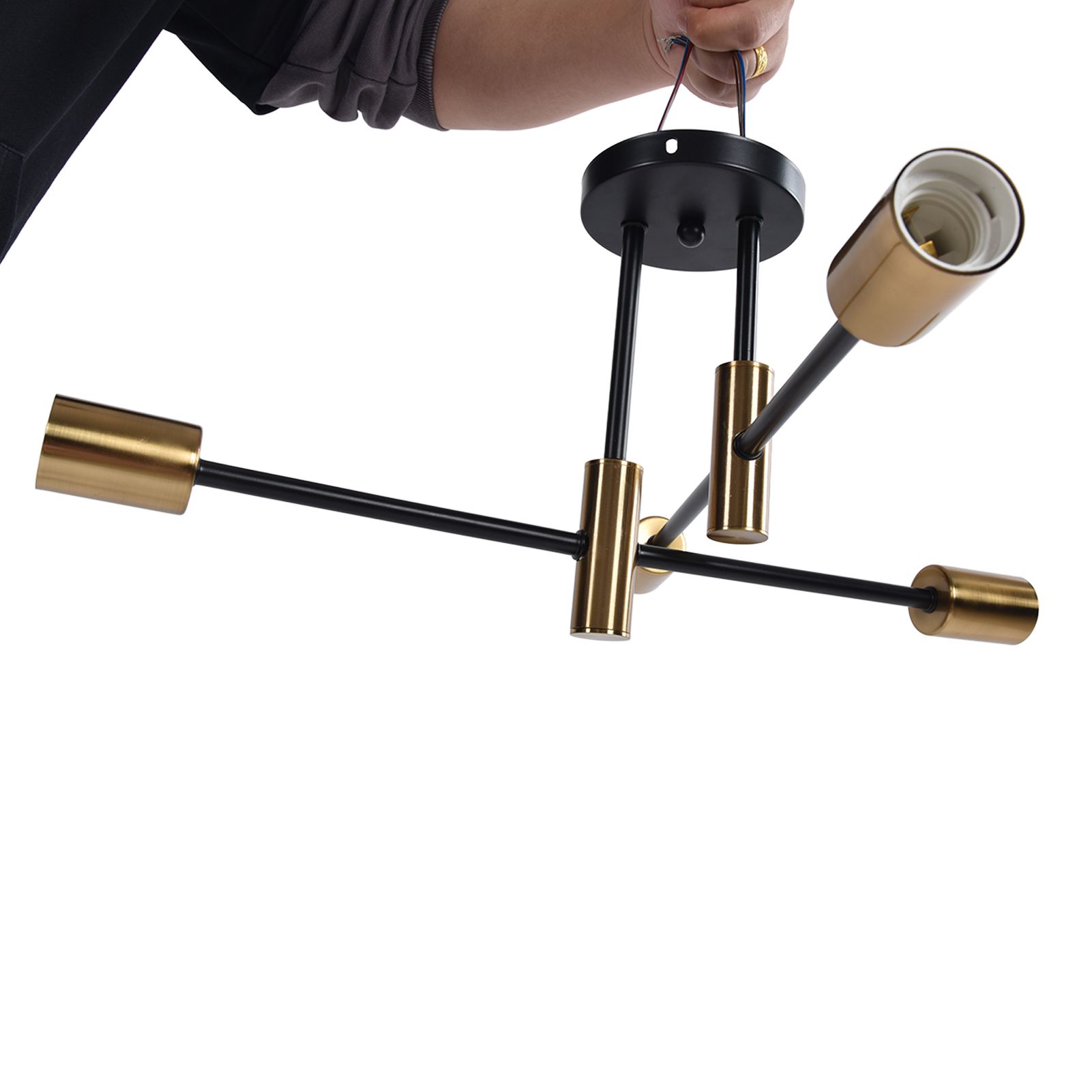 4 Light Ceiling Mount Lamp 360° Rotation Adjustable Wrought Iron Ceiling Light view 9