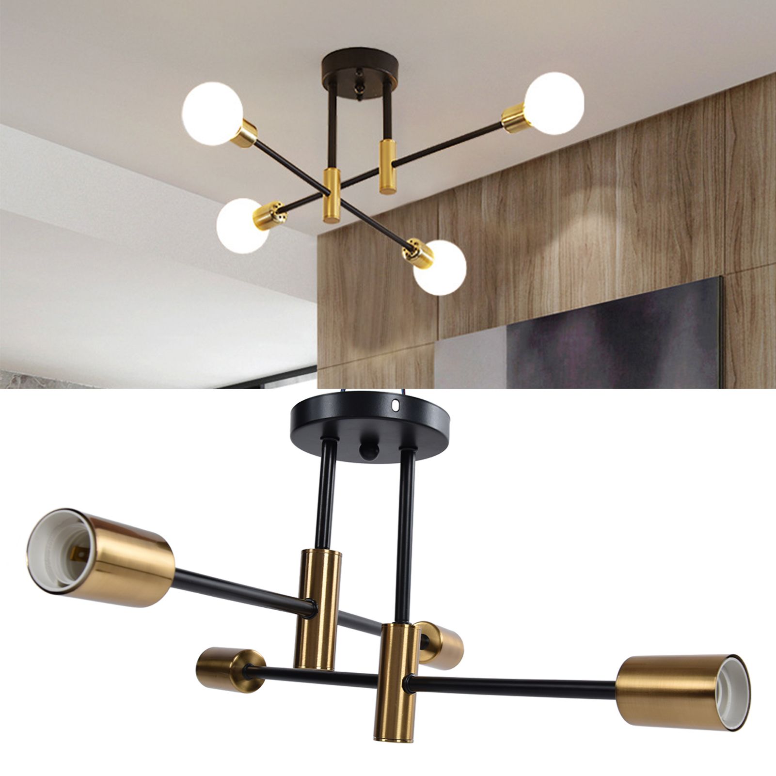 4 Light Ceiling Mount Lamp 360° Rotation Adjustable Wrought Iron Ceiling Light view 12