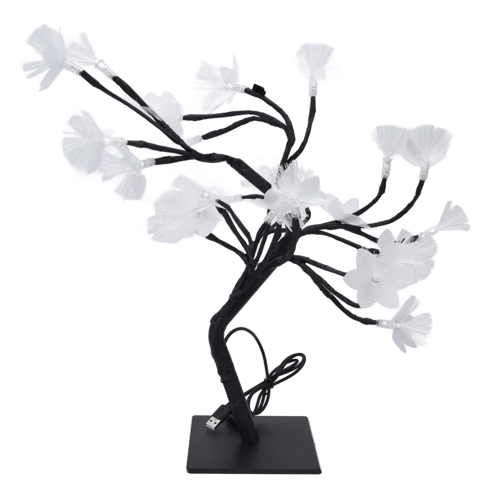 24LED Fiber Optic Tree Lamp USB Powered Simulation Flower Light for Household