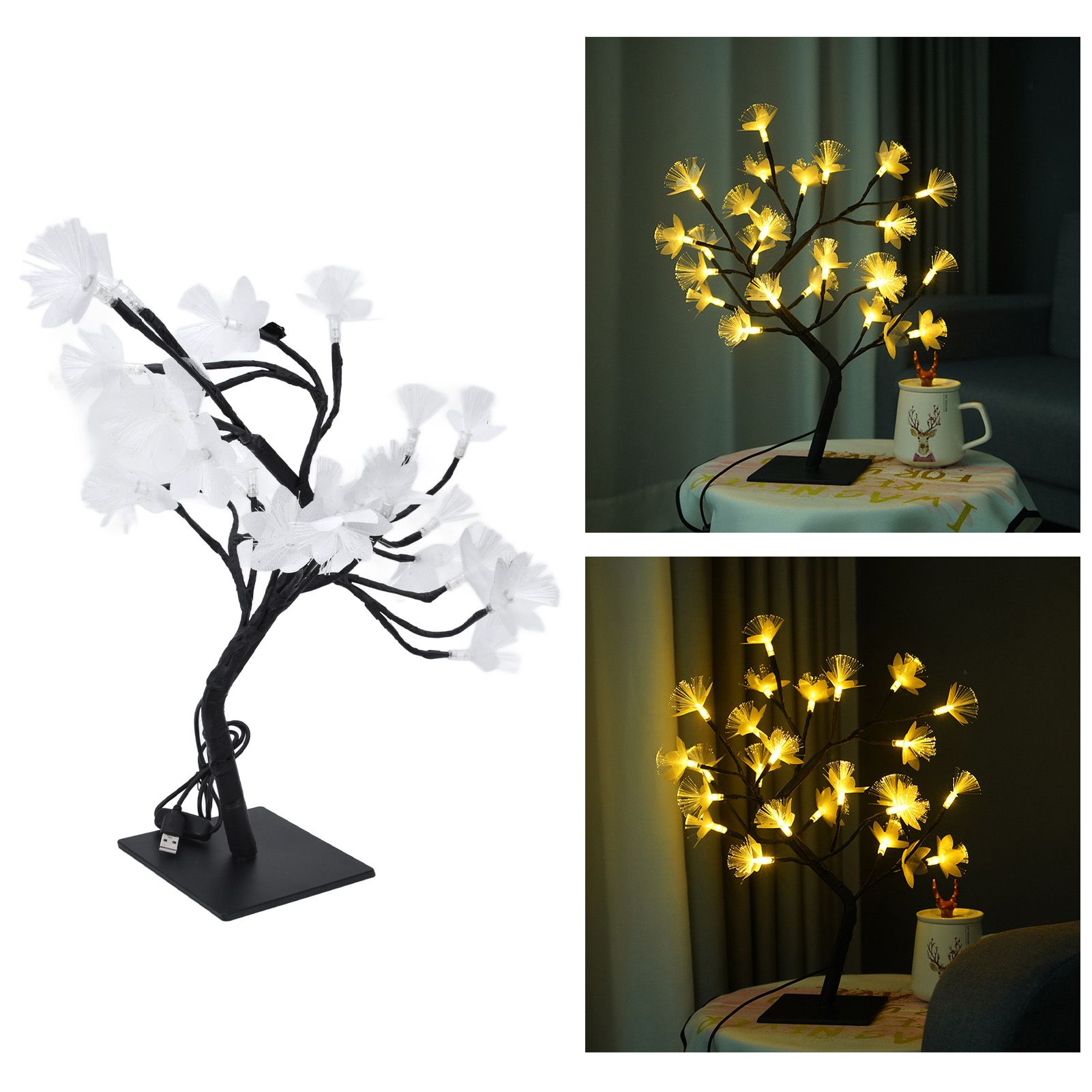 24LED Fiber Optic Tree Lamp USB Powered Simulation Flower Light for Household view 12