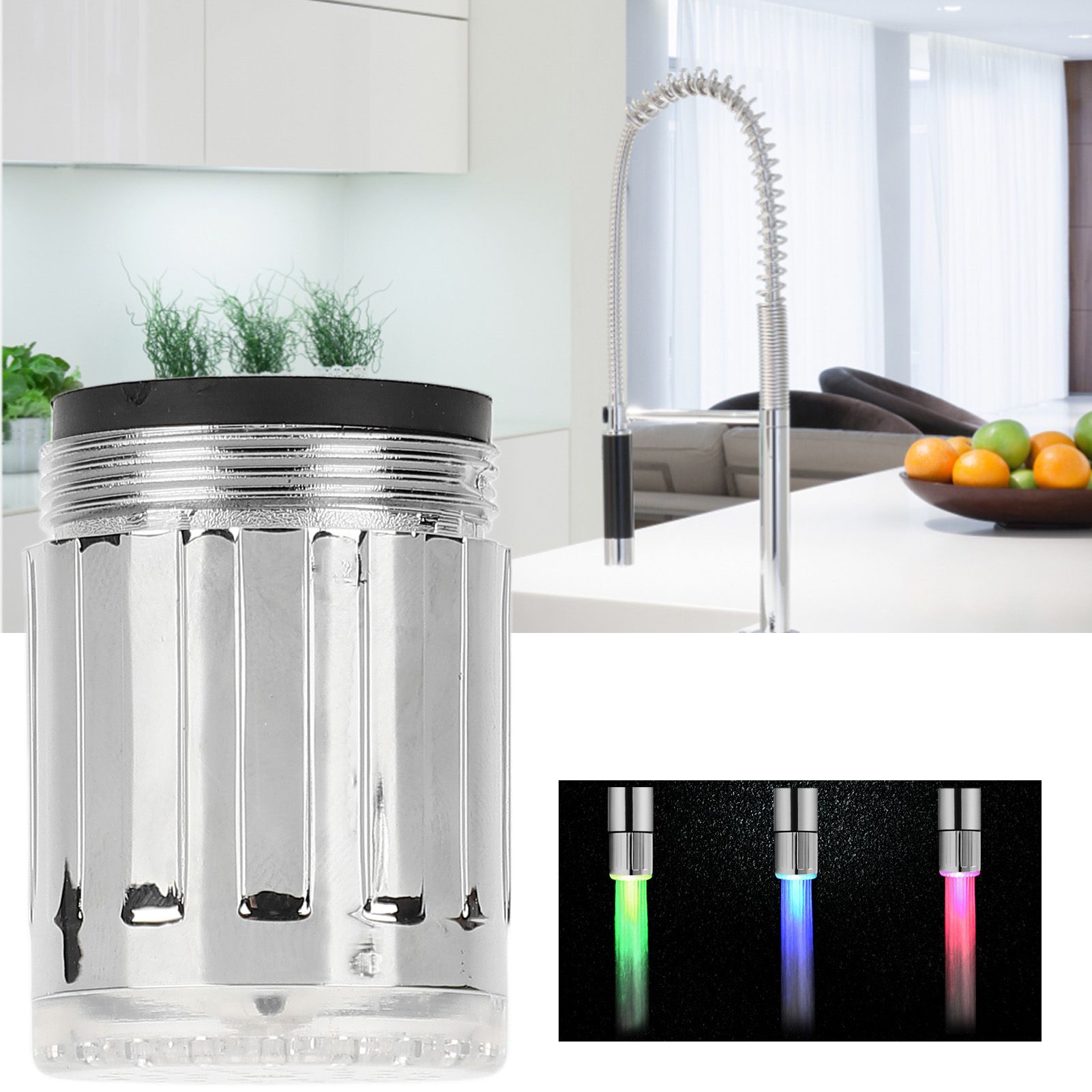LED Water Faucet 3 Colors Changing RGB Temperature Control Multifunctional view 11