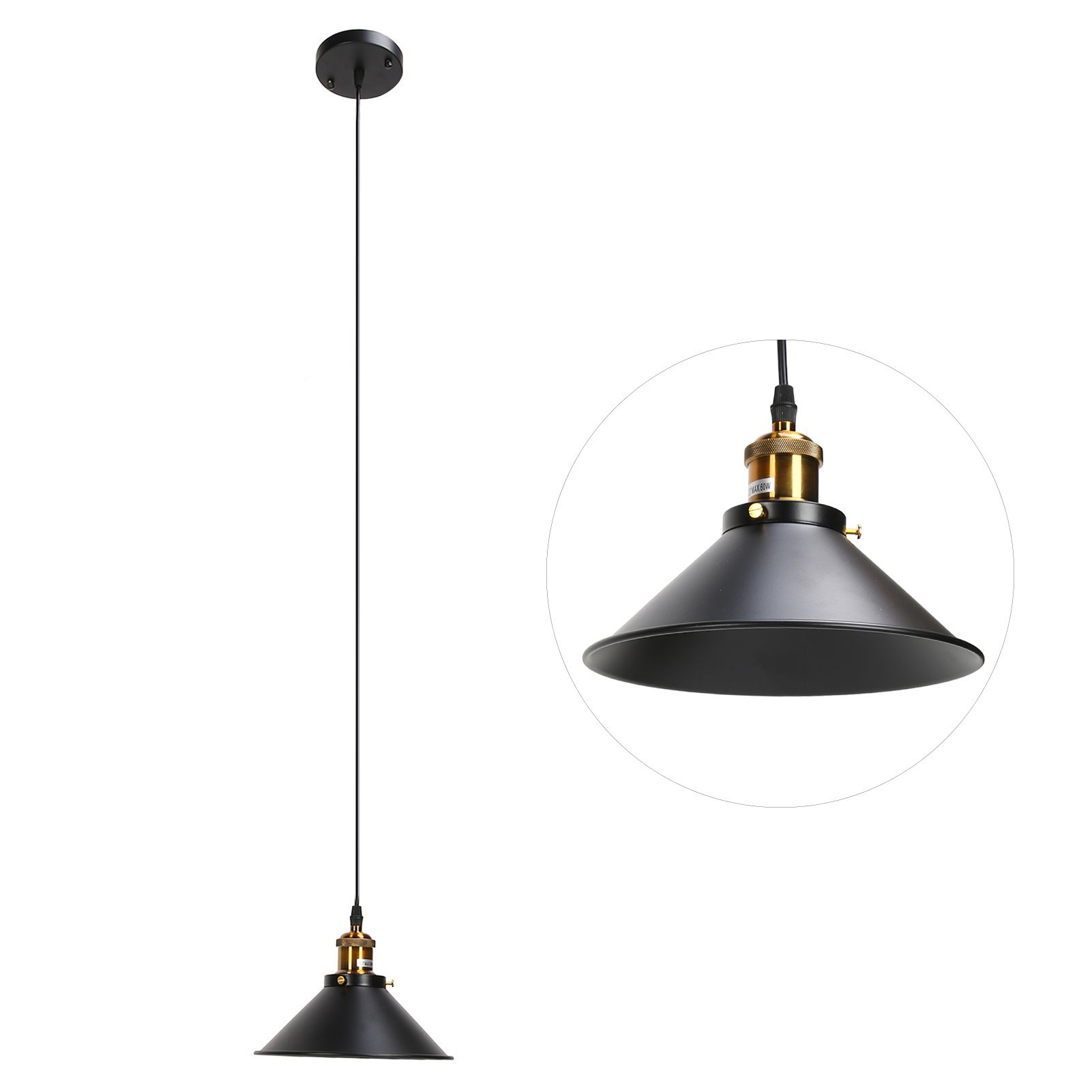 Wrought Iron Ceiling Lamp Simple Retro Industrial Style E27 Black Metal Cage view 3