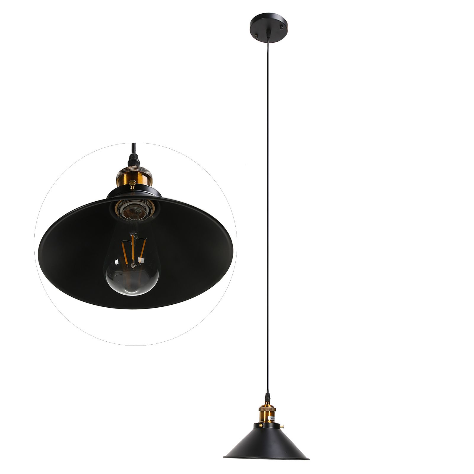 Wrought Iron Ceiling Lamp Simple Retro Industrial Style E27 Black Metal Cage view 4