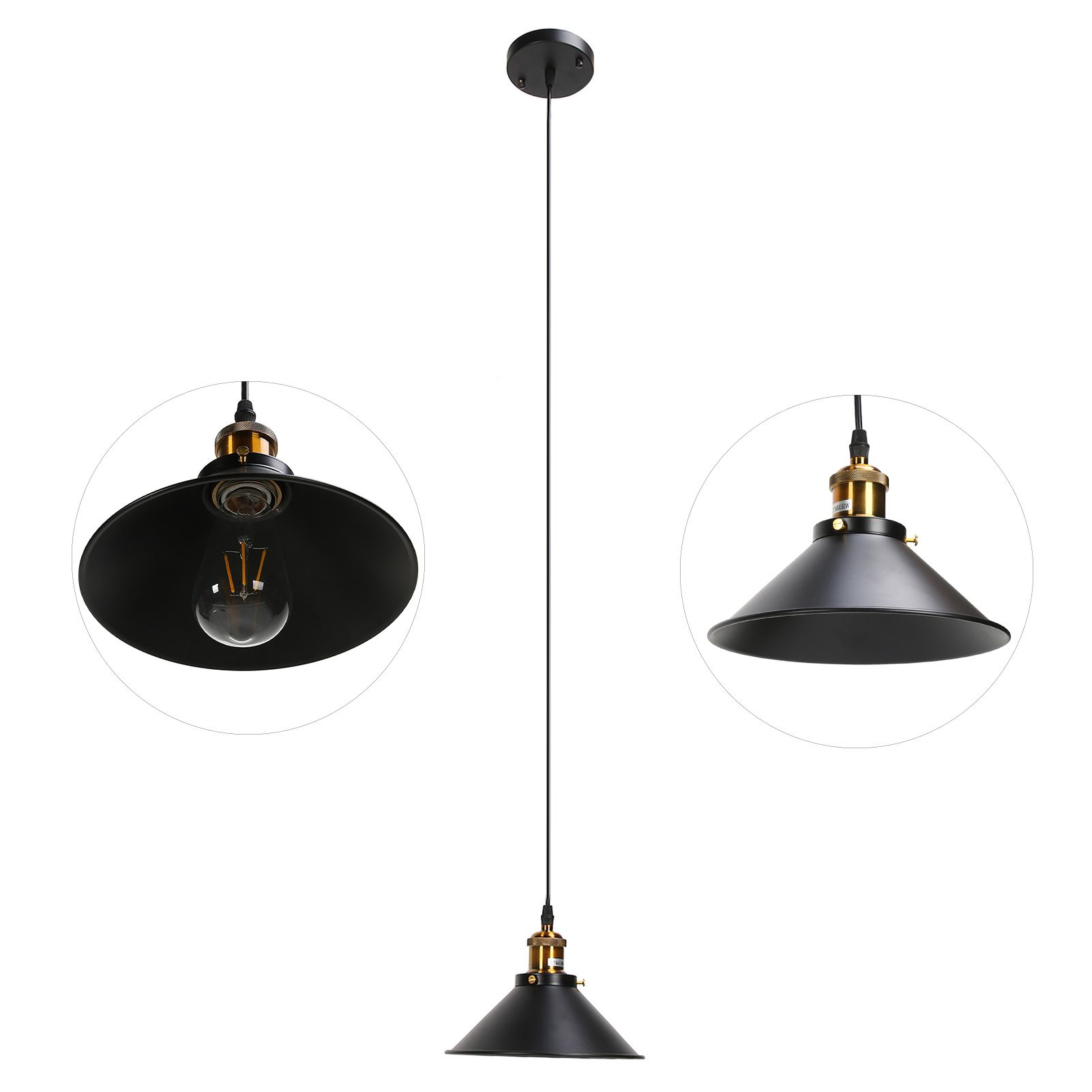 Wrought Iron Ceiling Lamp Simple Retro Industrial Style E27 Black Metal Cage view 5