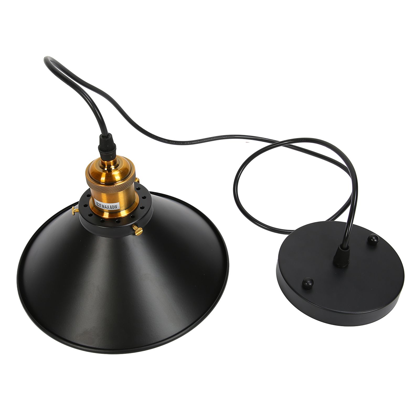 Wrought Iron Ceiling Lamp Simple Retro Industrial Style E27 Black Metal Cage view 7