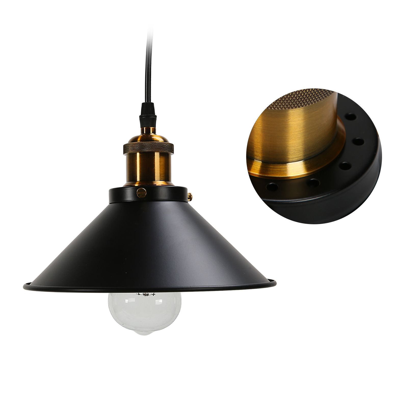 Wrought Iron Ceiling Lamp Simple Retro Industrial Style E27 Black Metal Cage view 11
