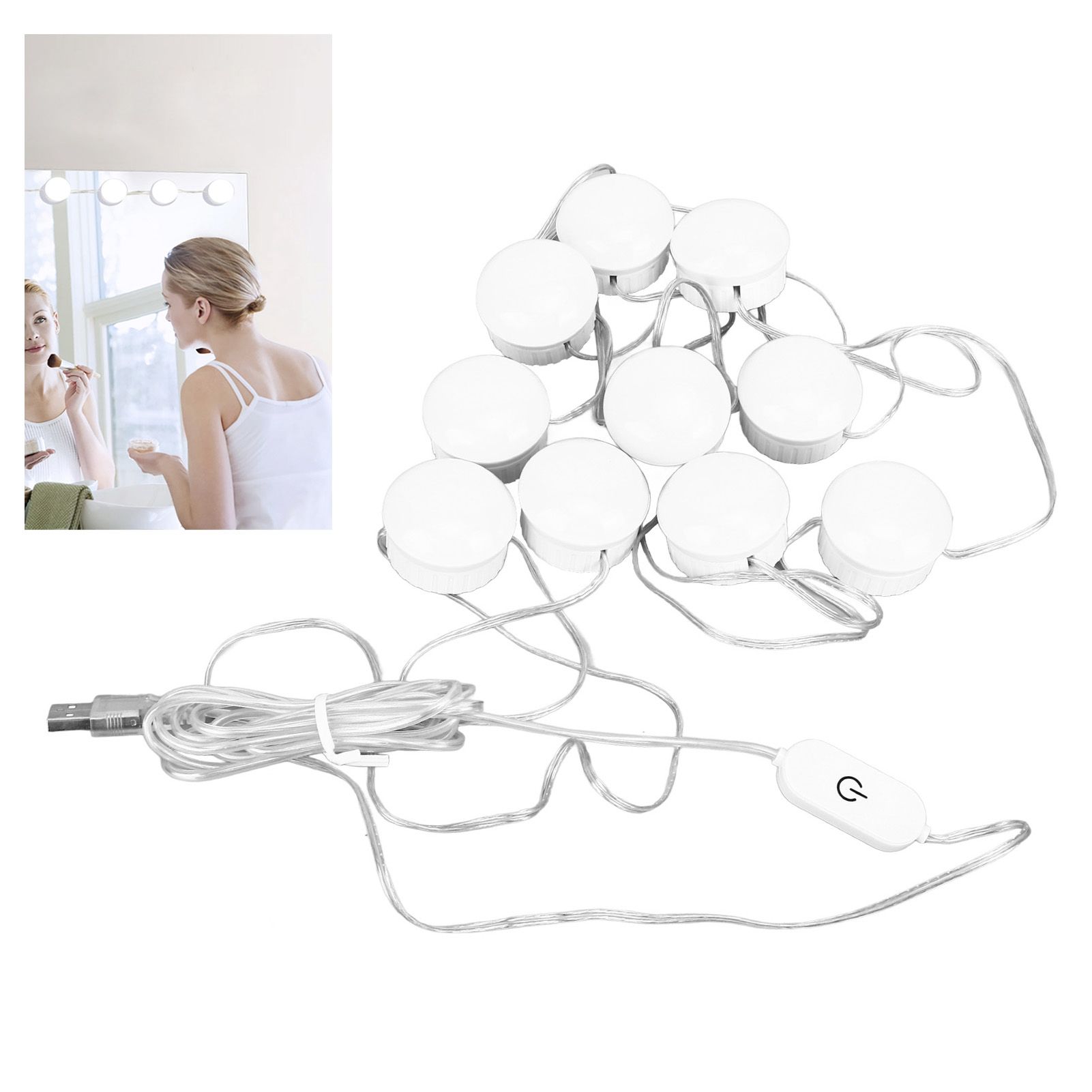 LED Mirror Light 5 Level Brightness Adjustment Touch Switch 10 Bulbs White view 11