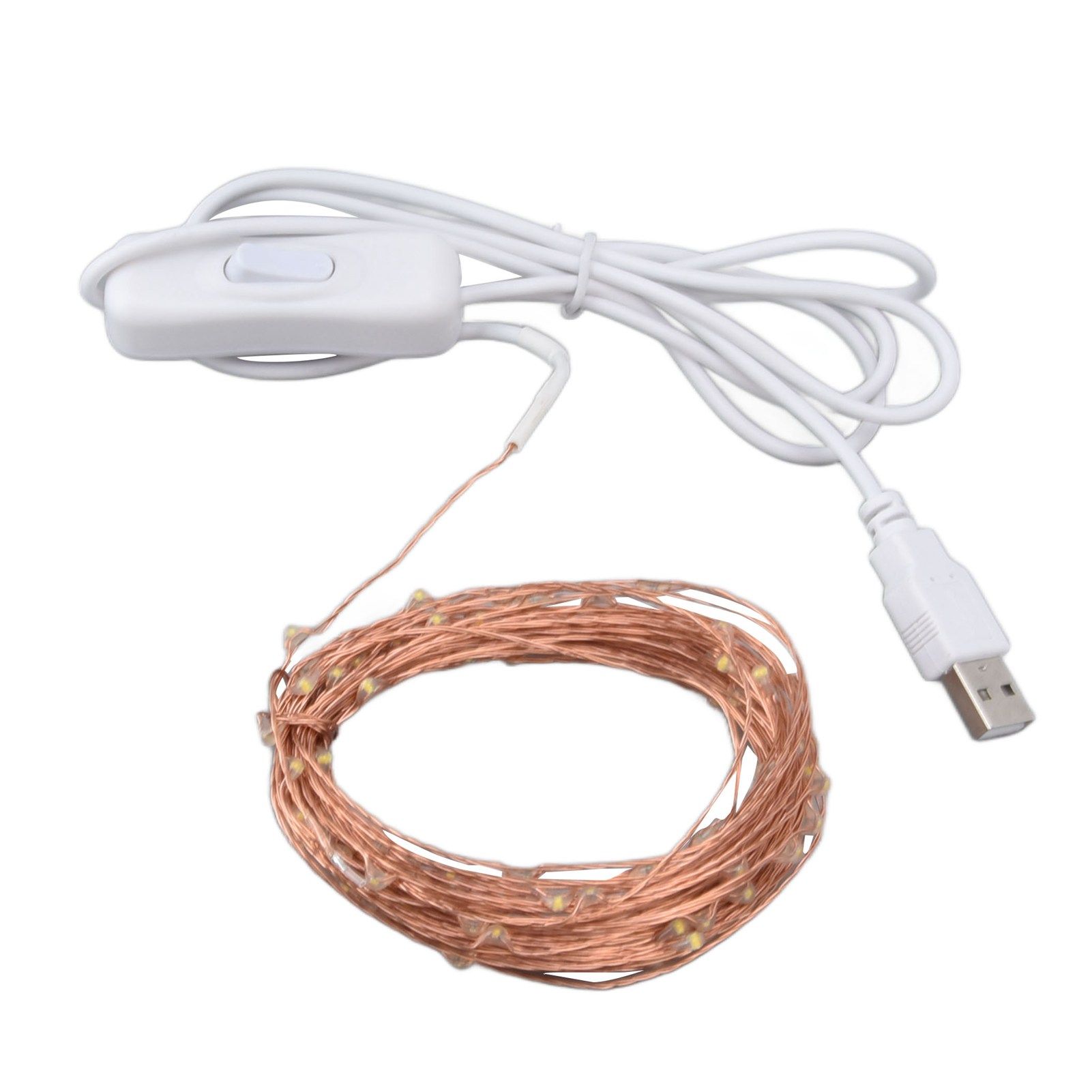 USB Copper Wire String Lights DIY 100 LEDs 10m/32.8ft Energy Saving Safe Warm view 2