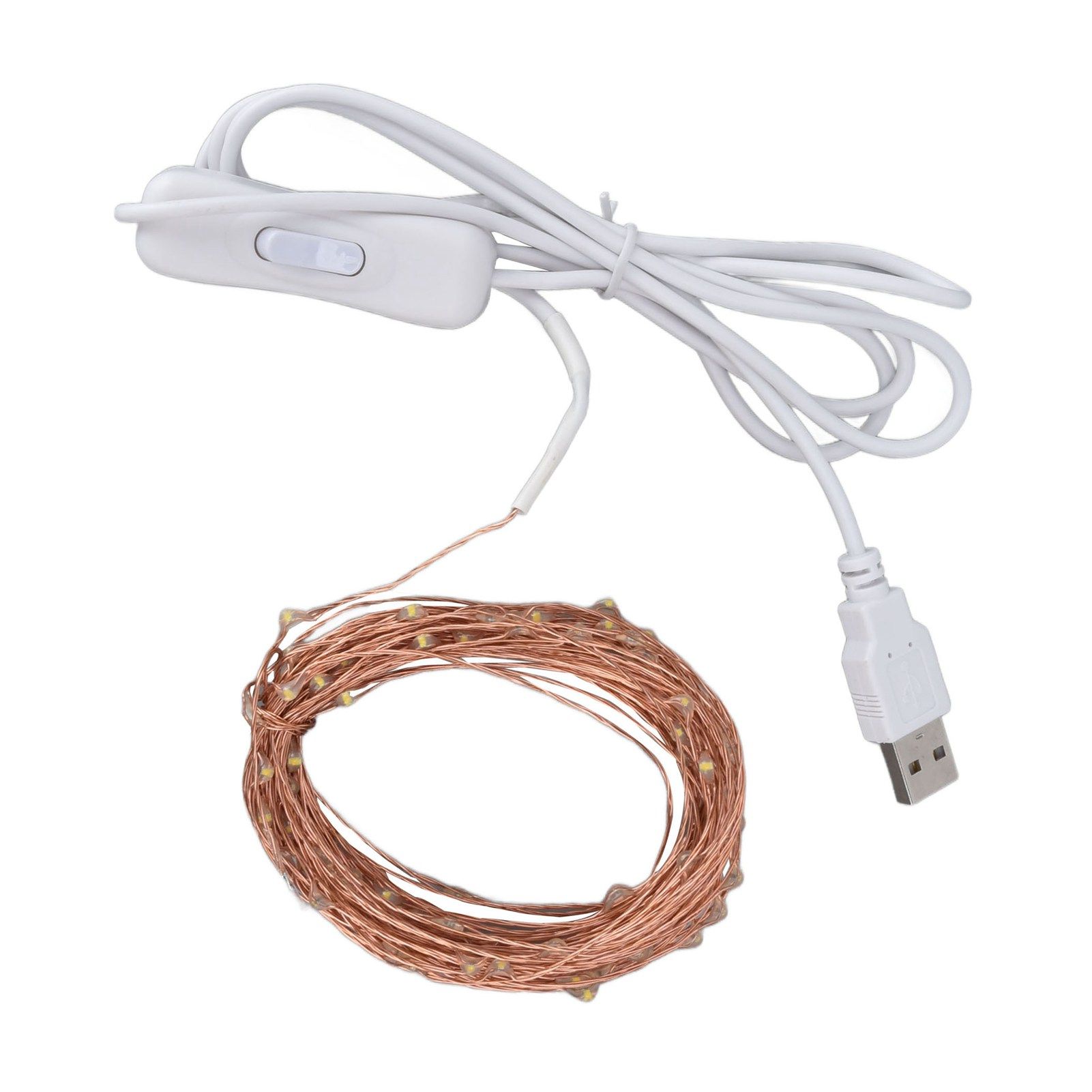 USB Copper Wire String Lights DIY 100 LEDs 10m/32.8ft Energy Saving Safe Warm view 10