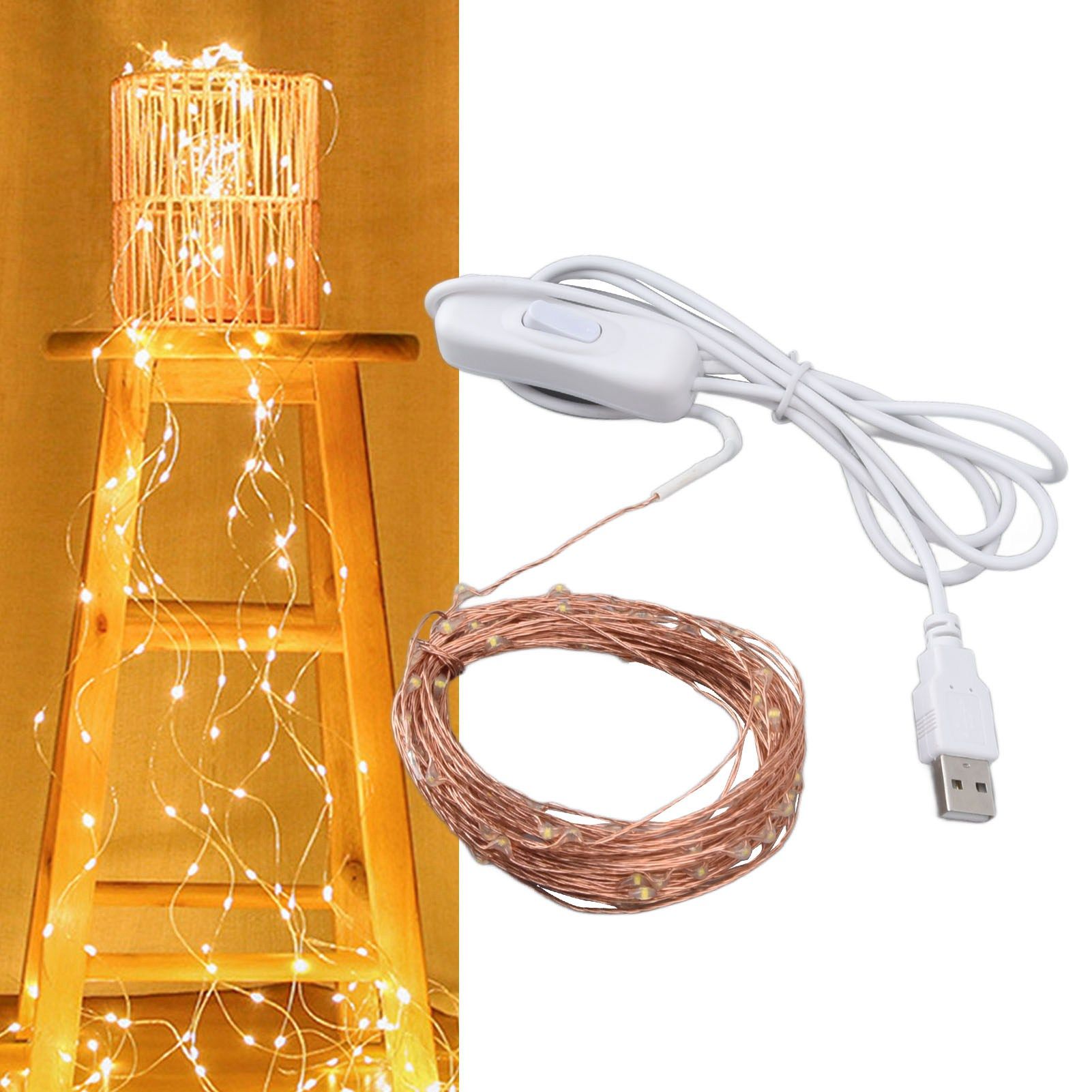 USB Copper Wire String Lights DIY 100 LEDs 10m/32.8ft Energy Saving Safe Warm view 11