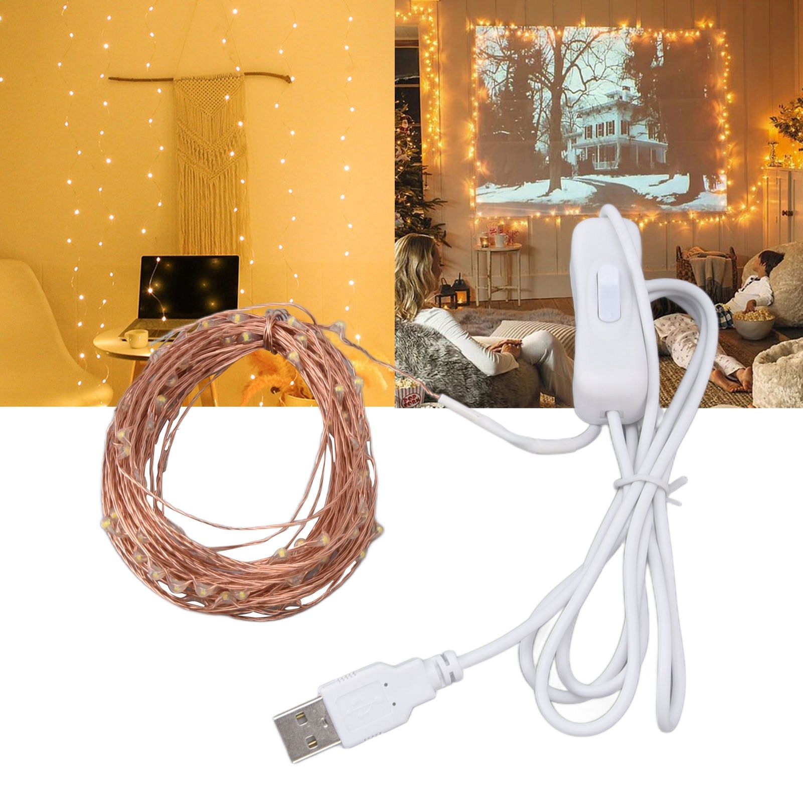 USB Copper Wire String Lights DIY 100 LEDs 10m/32.8ft Energy Saving Safe Warm view 12