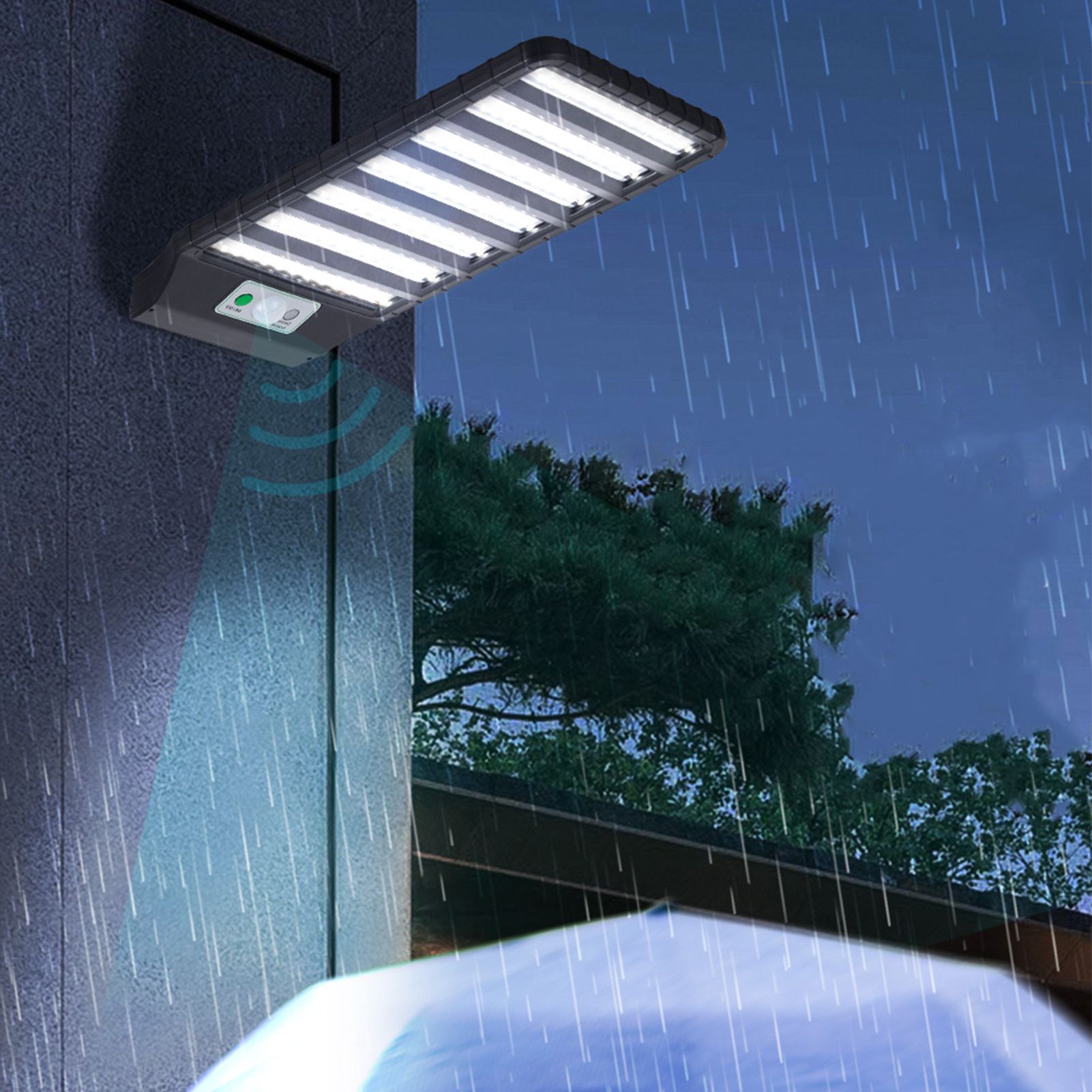 IP65 Solar Street Light 3 Modes 98 LEDs 2200LM Human Body Induction 100W Solar view 11