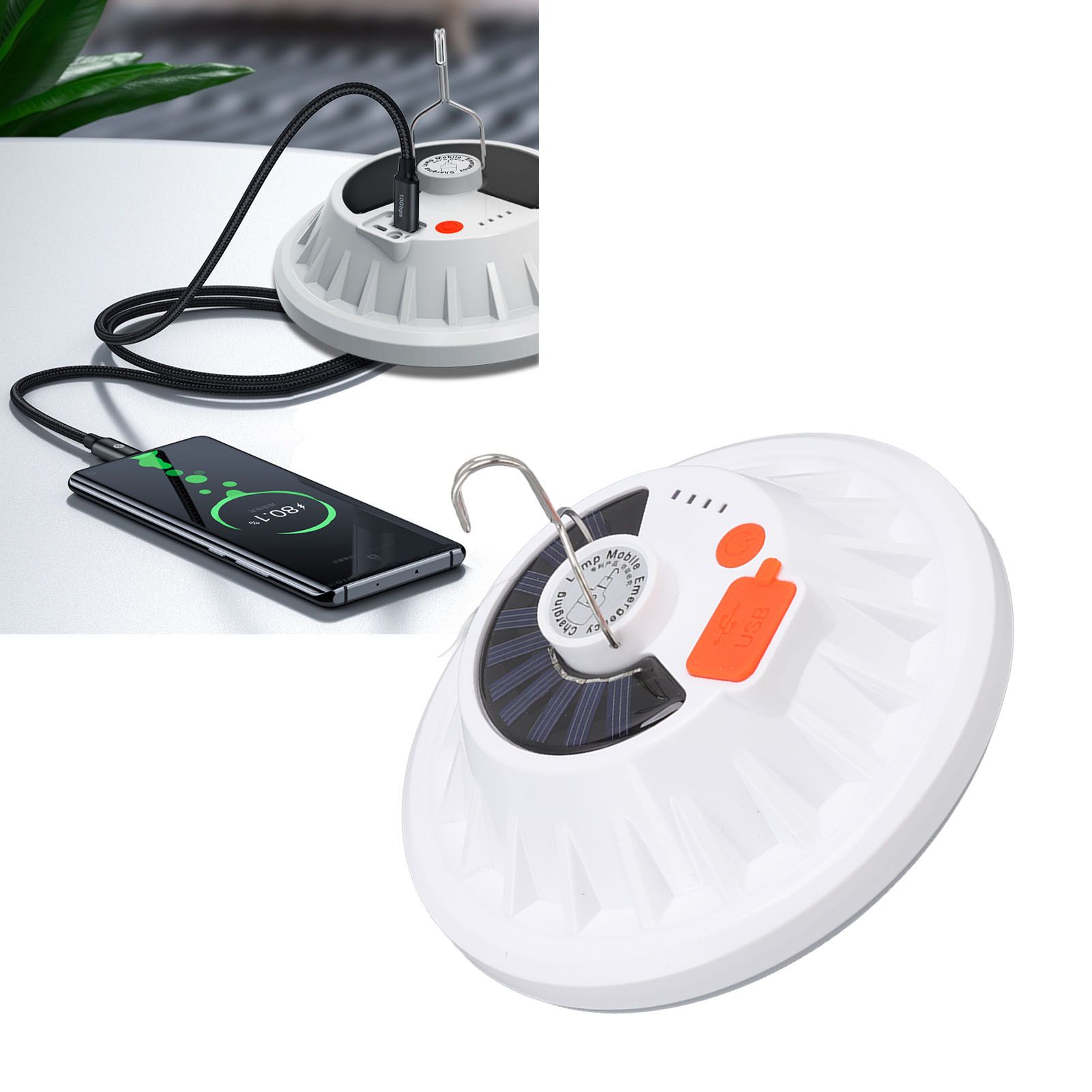 Solar Emergency Light IP65 Waterproof 60 LEDs USB Rechargeable Camping Light view 12