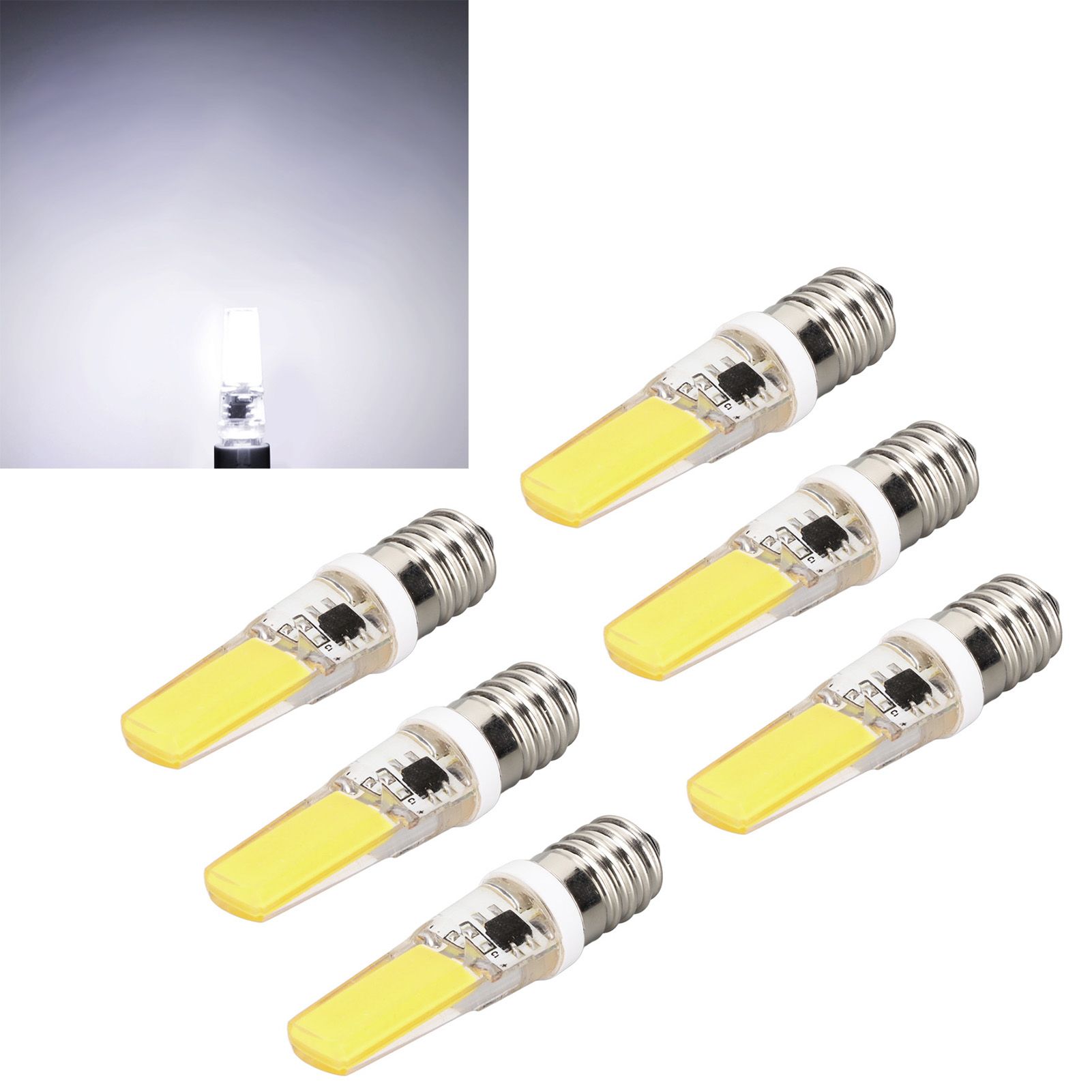 6PCS E14 COB Lamp Bulb Mini 360 Degree Lighting Heat Sinking Silicone Anti view 11