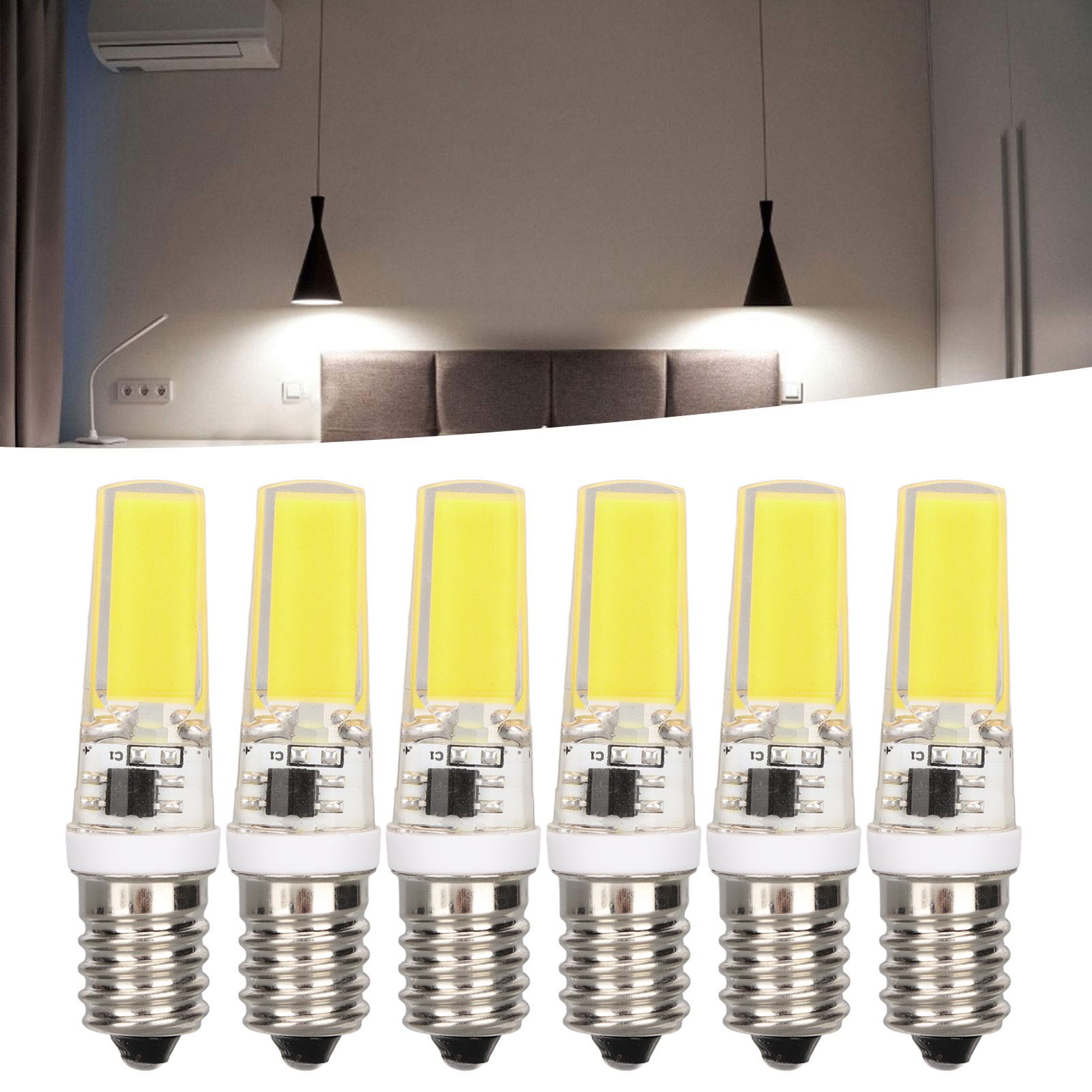 6PCS E14 COB Lamp Bulb Mini 360 Degree Lighting Heat Sinking Silicone Anti view 12