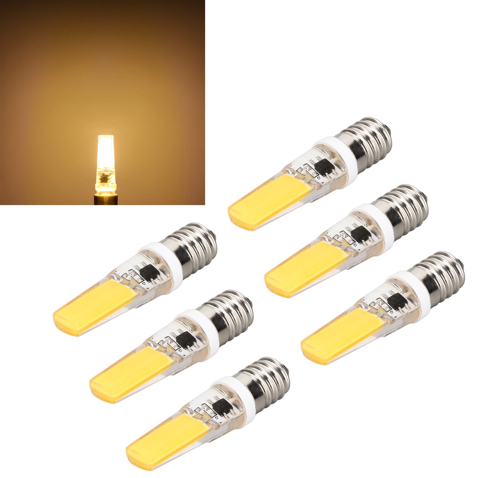 6PCS E14 COB Lamp Bulb Mini 360 Degree Lighting Heat Sinking Silicone Anti view 11