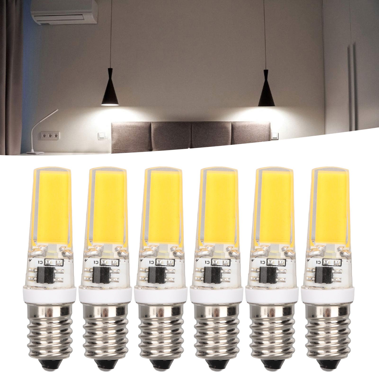 6PCS E14 COB Lamp Bulb Mini 360 Degree Lighting Heat Sinking Silicone Anti view 12