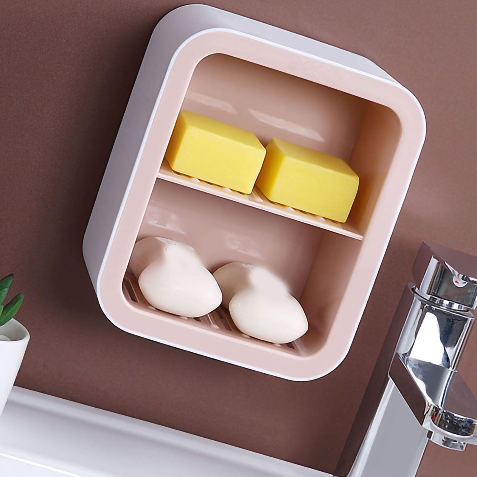 Wall Mount Soap Rack Drain Toilet Suction Disc Punch Free Box Student view 2